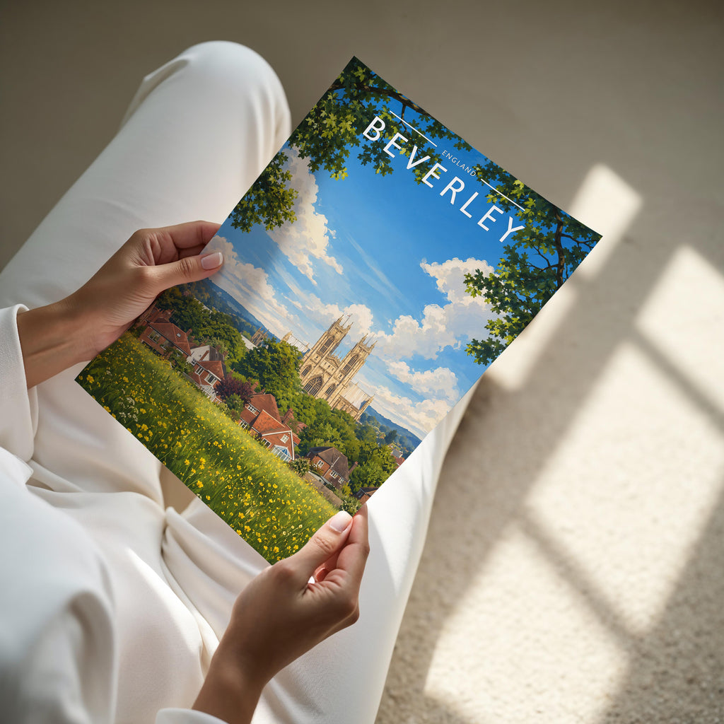 Beverley #2 Travel Poster - A4 print held in hand