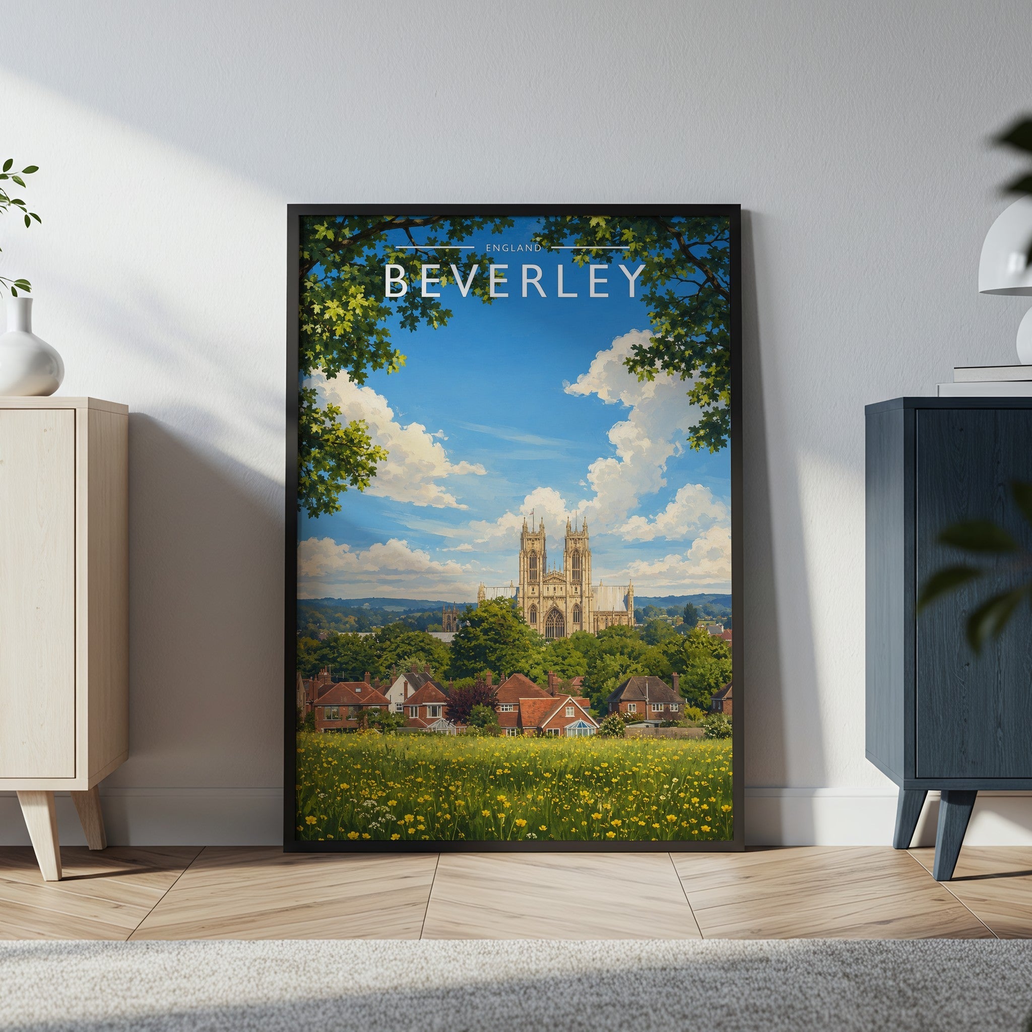Beverley #2 Travel Poster in a black frame