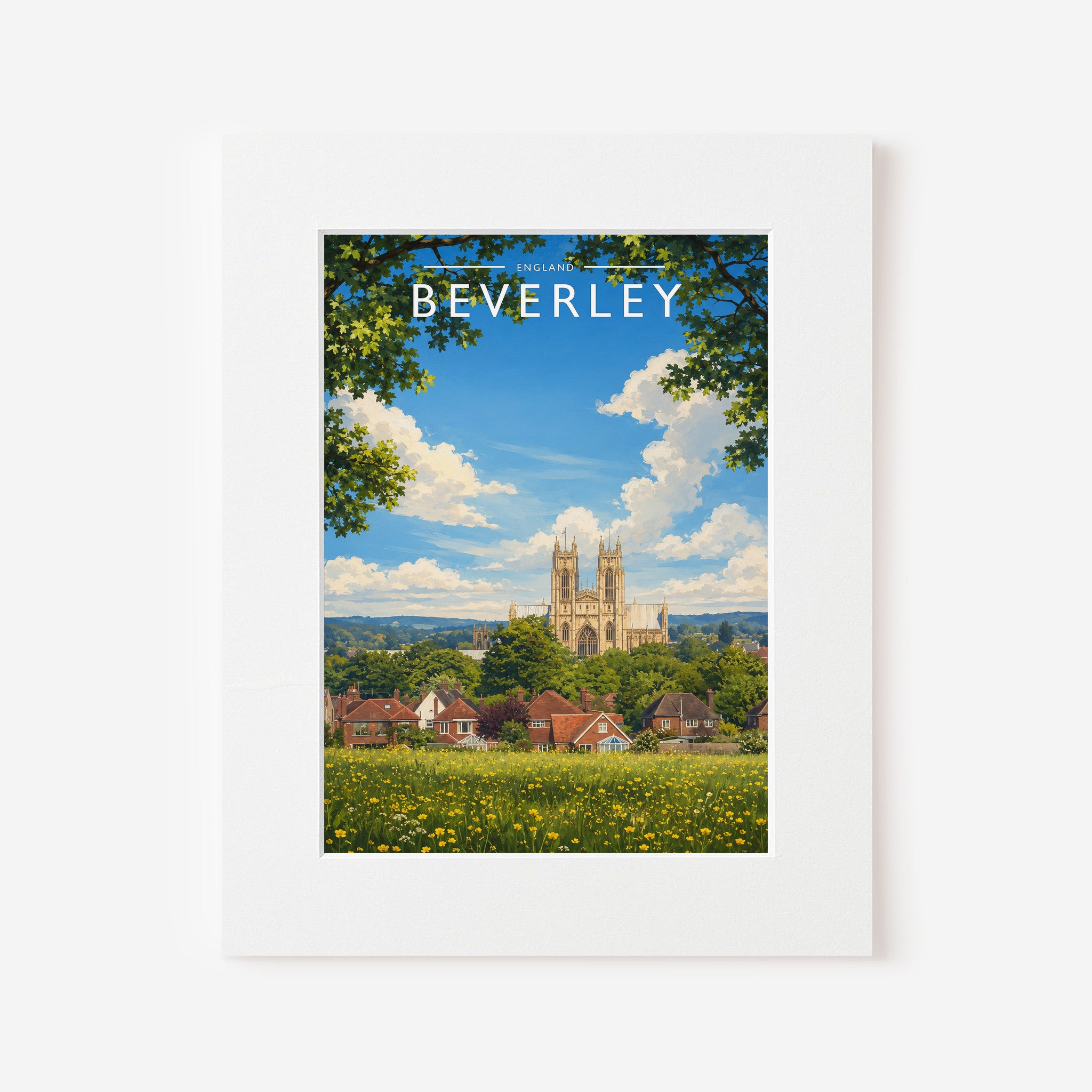 Beverley #2 Travel Poster in a white mount