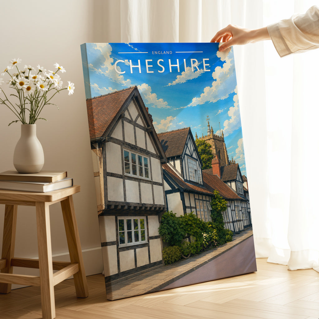 Cheshire Travel Poster as a gallery-wrapped canvas
