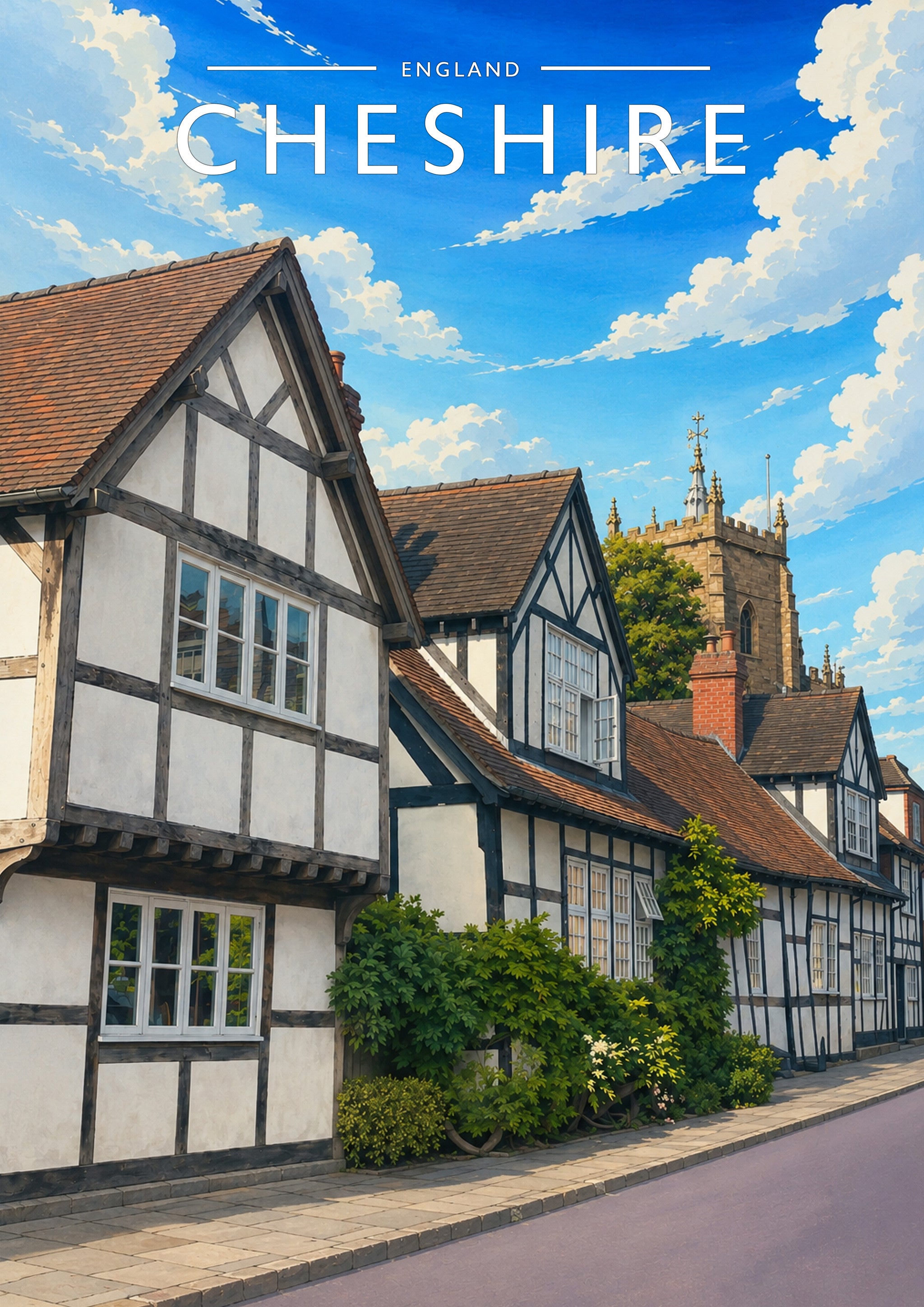Cheshire Travel Poster - A4 travel poster print