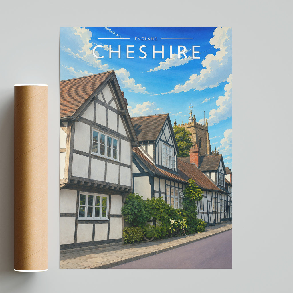 Cheshire Travel Poster - fine art print with shipping tube