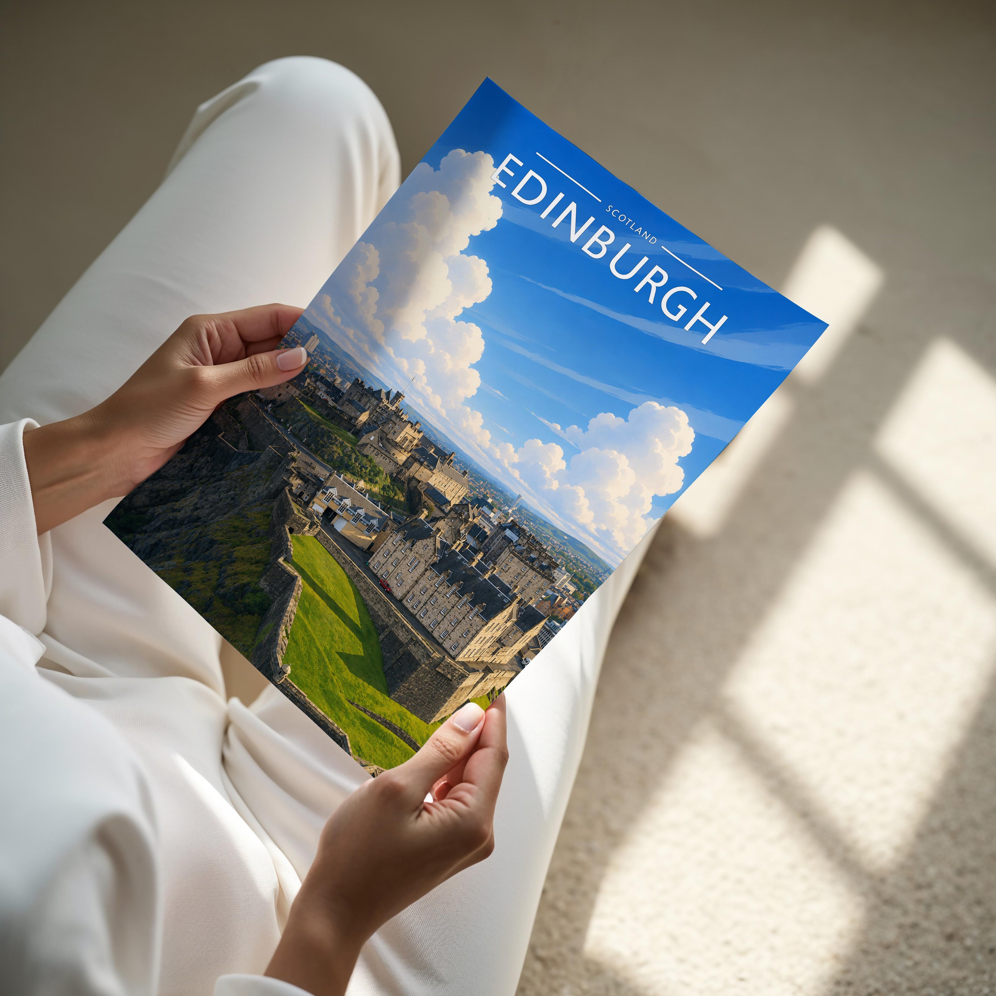 Edinburgh #4 Travel Poster - A4 print held in hand