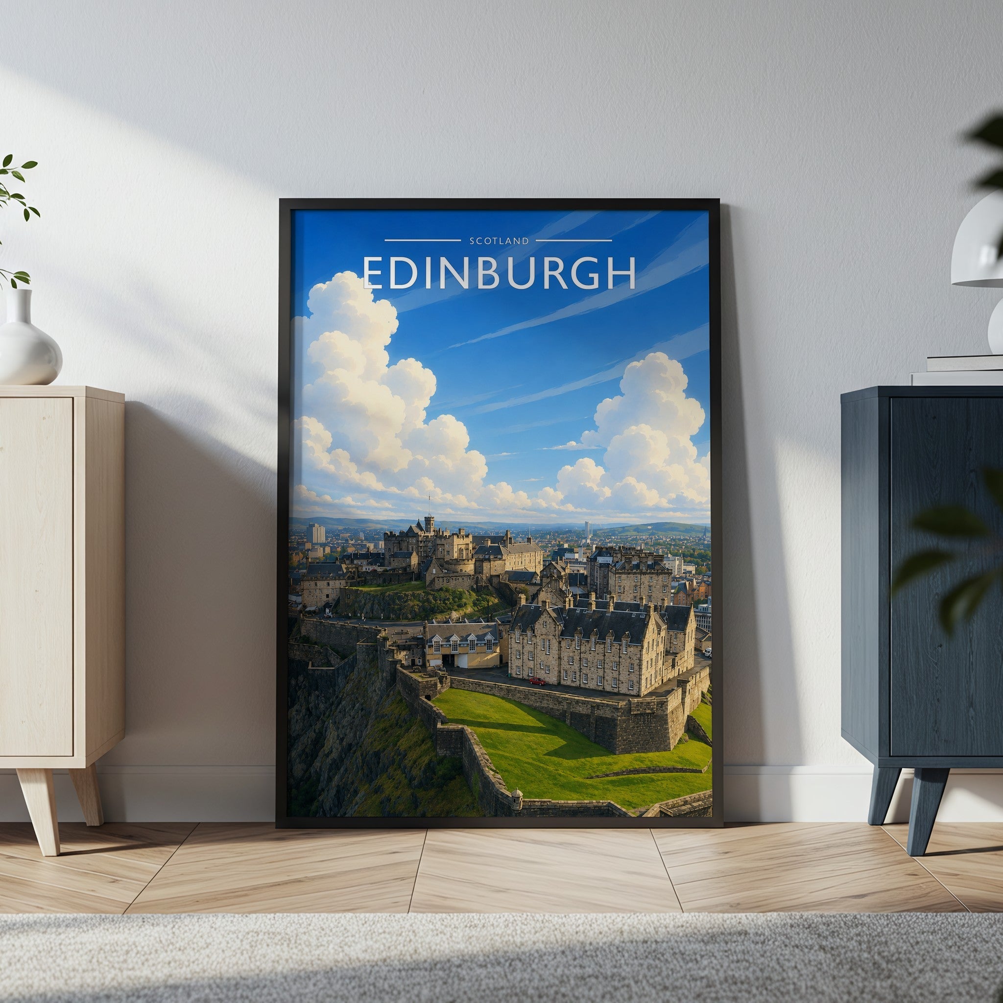 Edinburgh #4 Travel Poster in a black frame