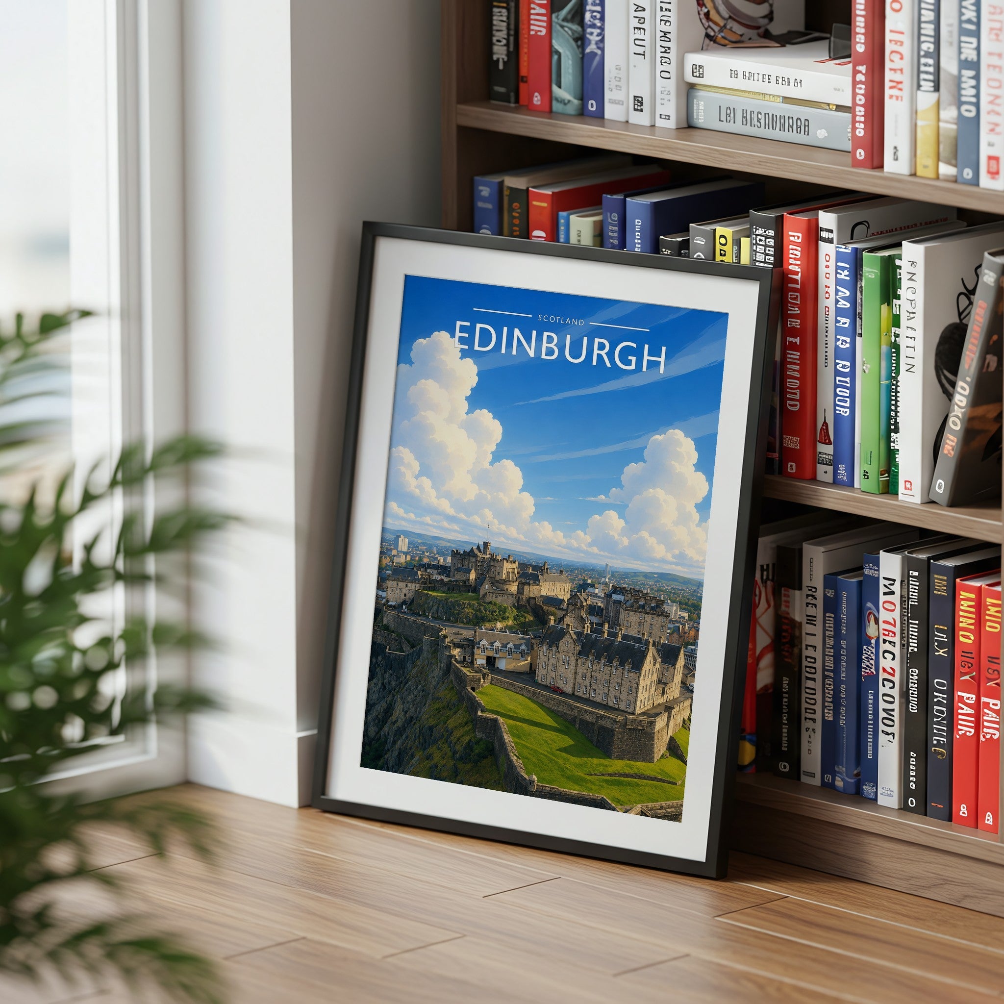 Edinburgh #4 Travel Poster mounted in a black frame