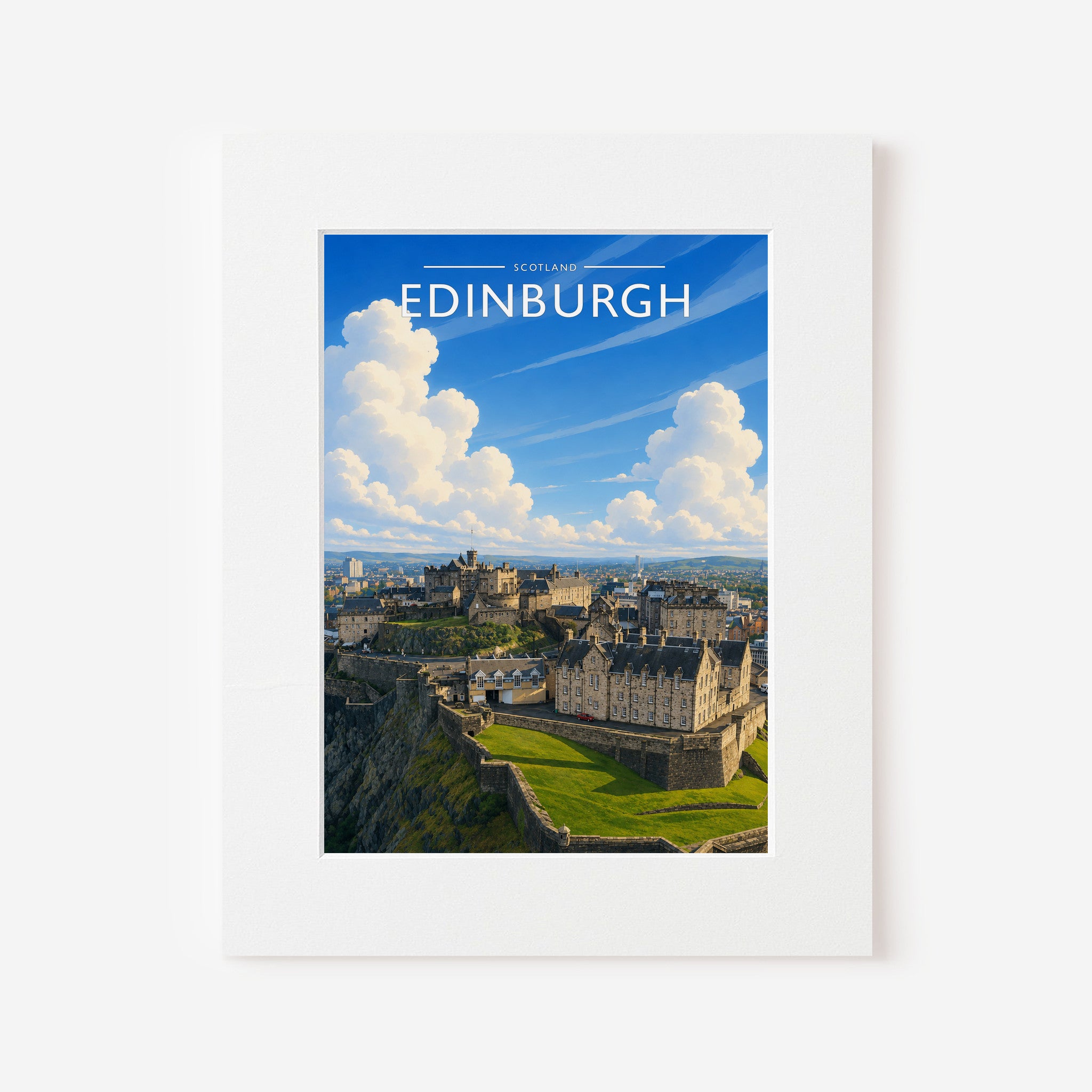 Edinburgh #4 Travel Poster in a white mount