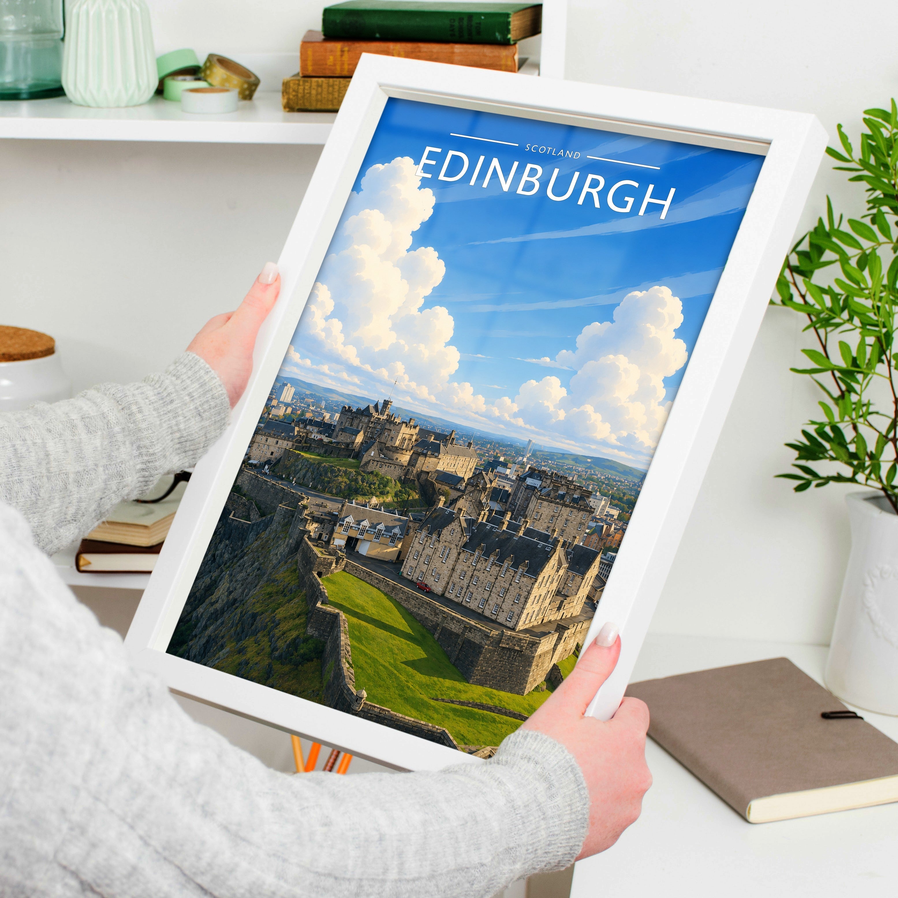Edinburgh #4 Travel Poster held in a white frame