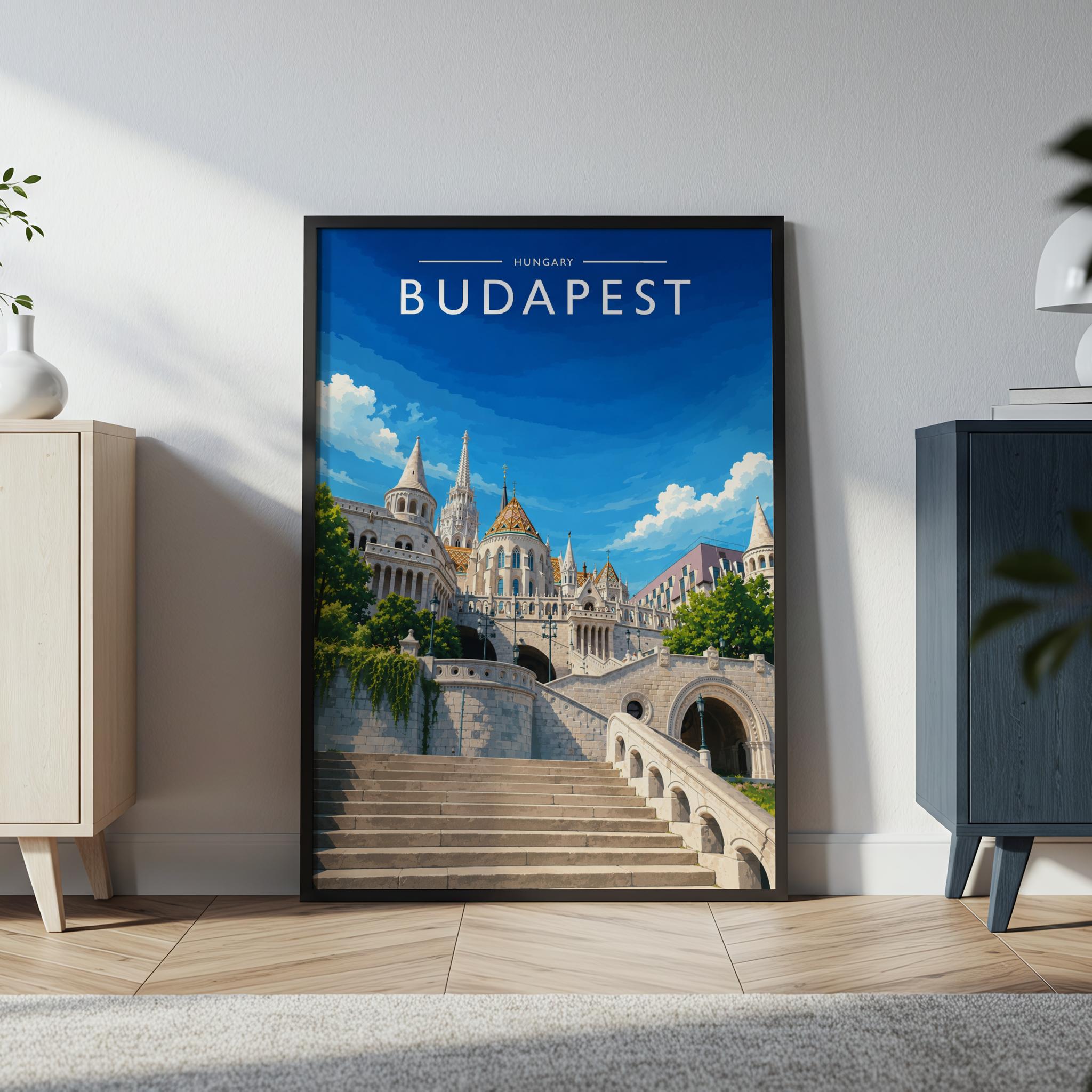 Budapest #2 Travel Poster in a black frame