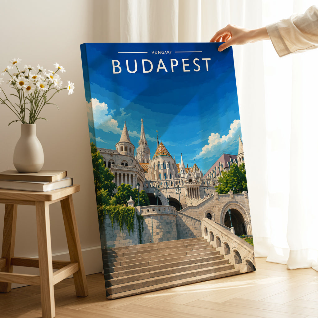 Budapest #2 Travel Poster as a gallery-wrapped canvas