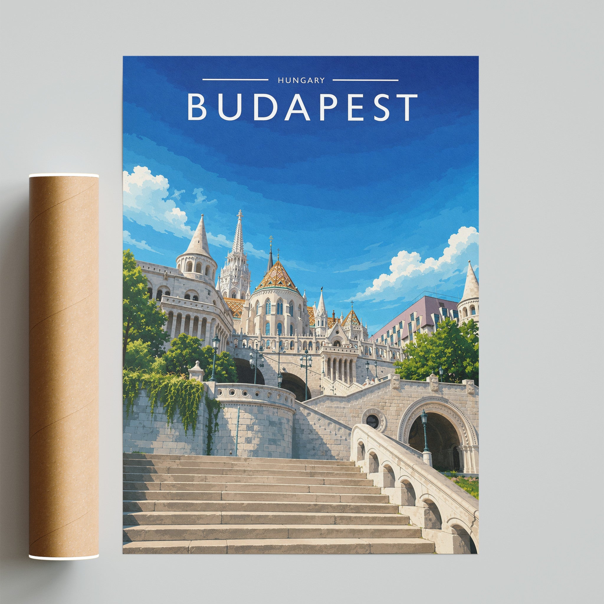 Budapest #2 Travel Poster - fine art print with shipping tube