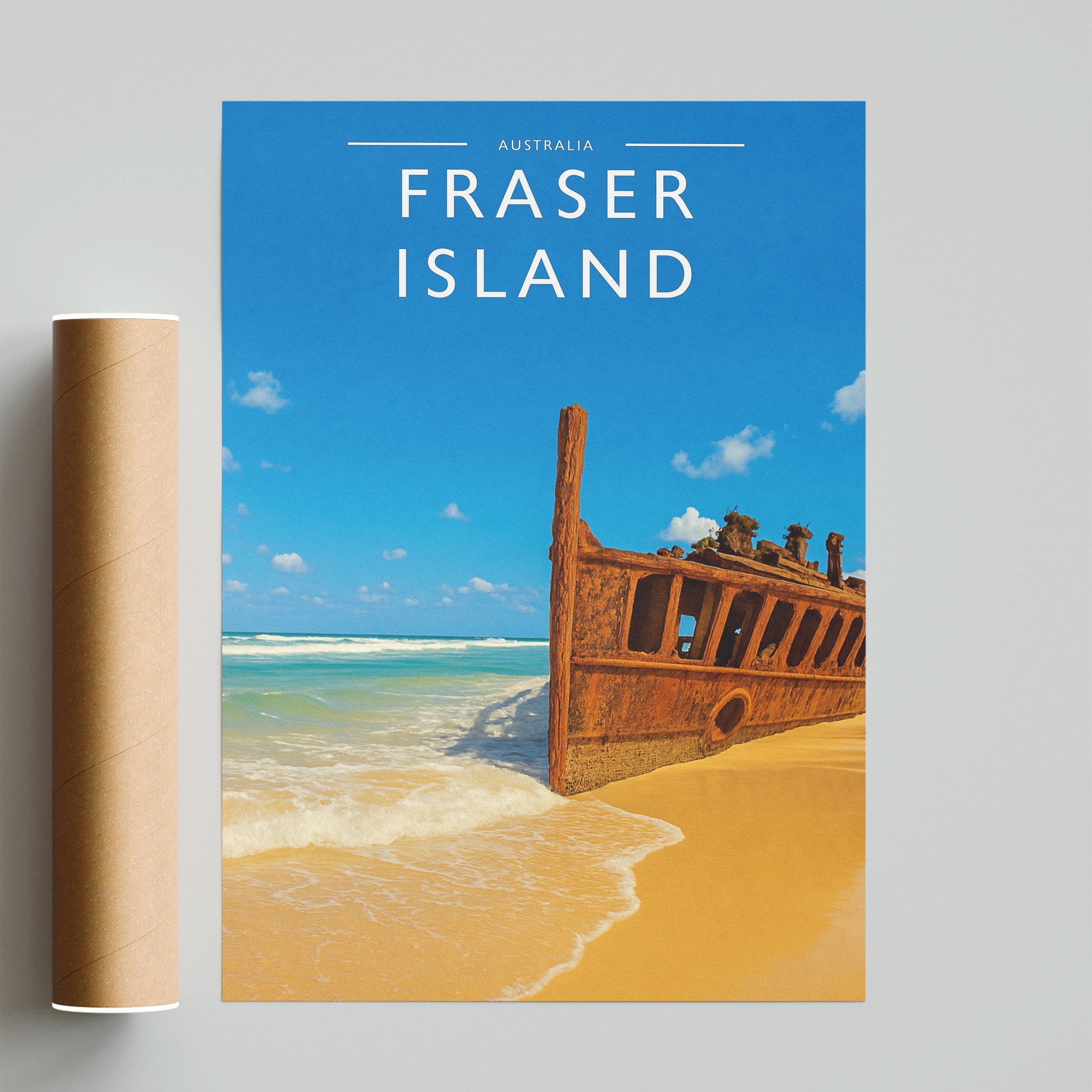 Fraser Island Travel Poster - fine art print with shipping tube