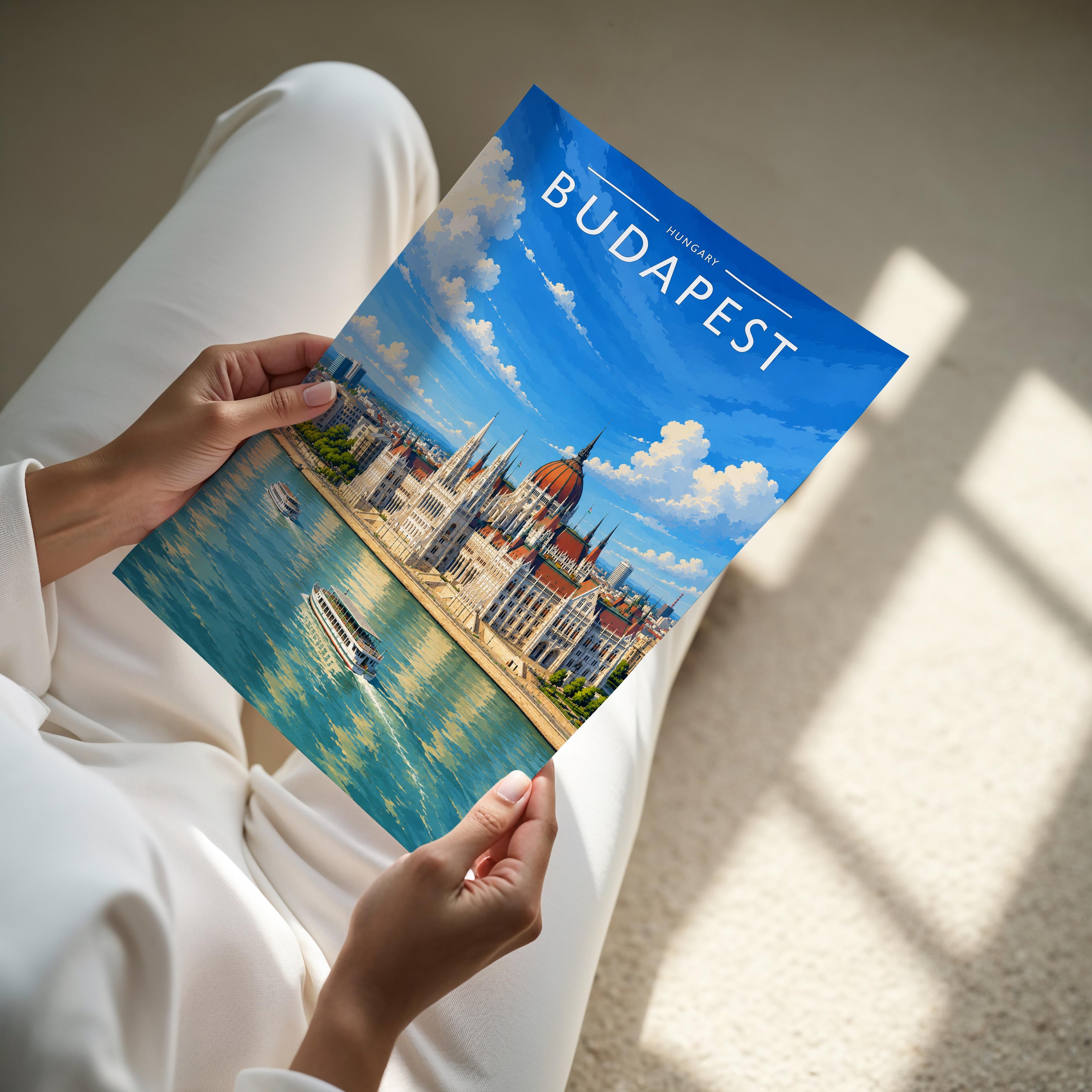 Budapest #3 Travel Poster - A4 print held in hand