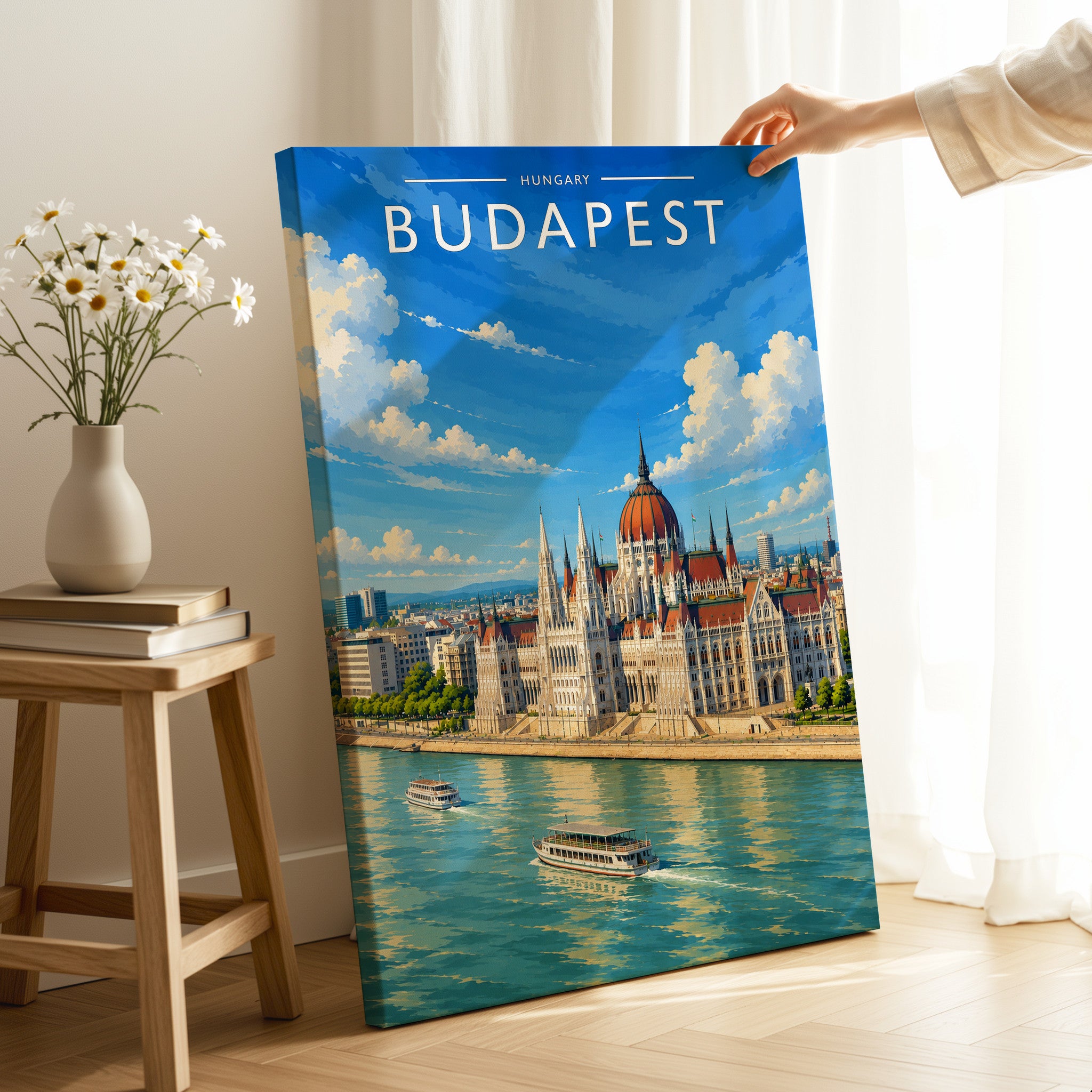 Budapest #3 Travel Poster as a gallery-wrapped canvas