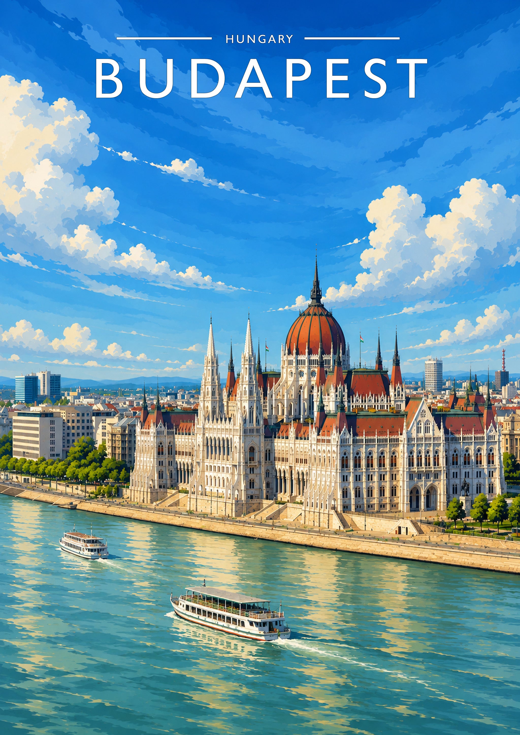 Budapest #3 Travel Poster - A4 travel poster print