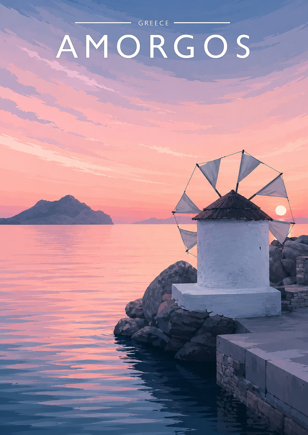 Amorgos Travel Poster - A4 travel poster print