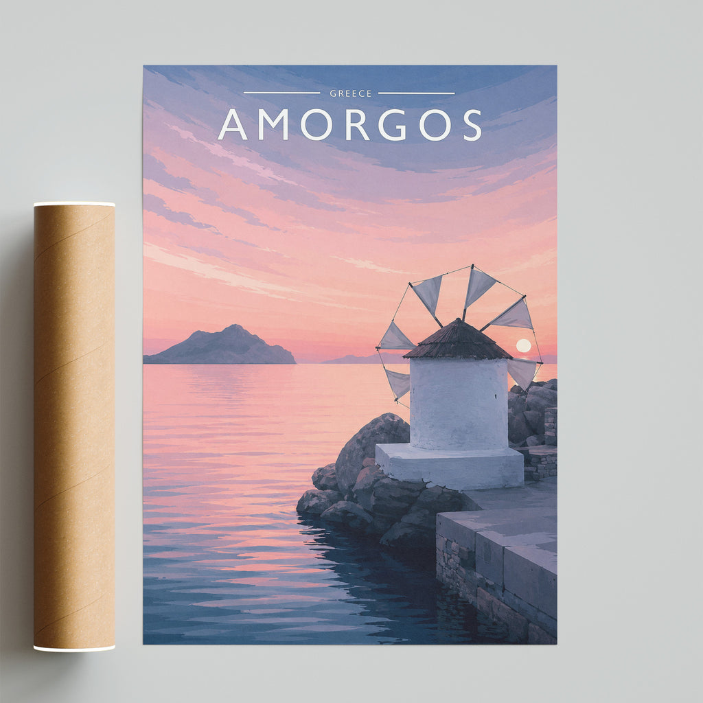 Amorgos Travel Poster - fine art print with shipping tube