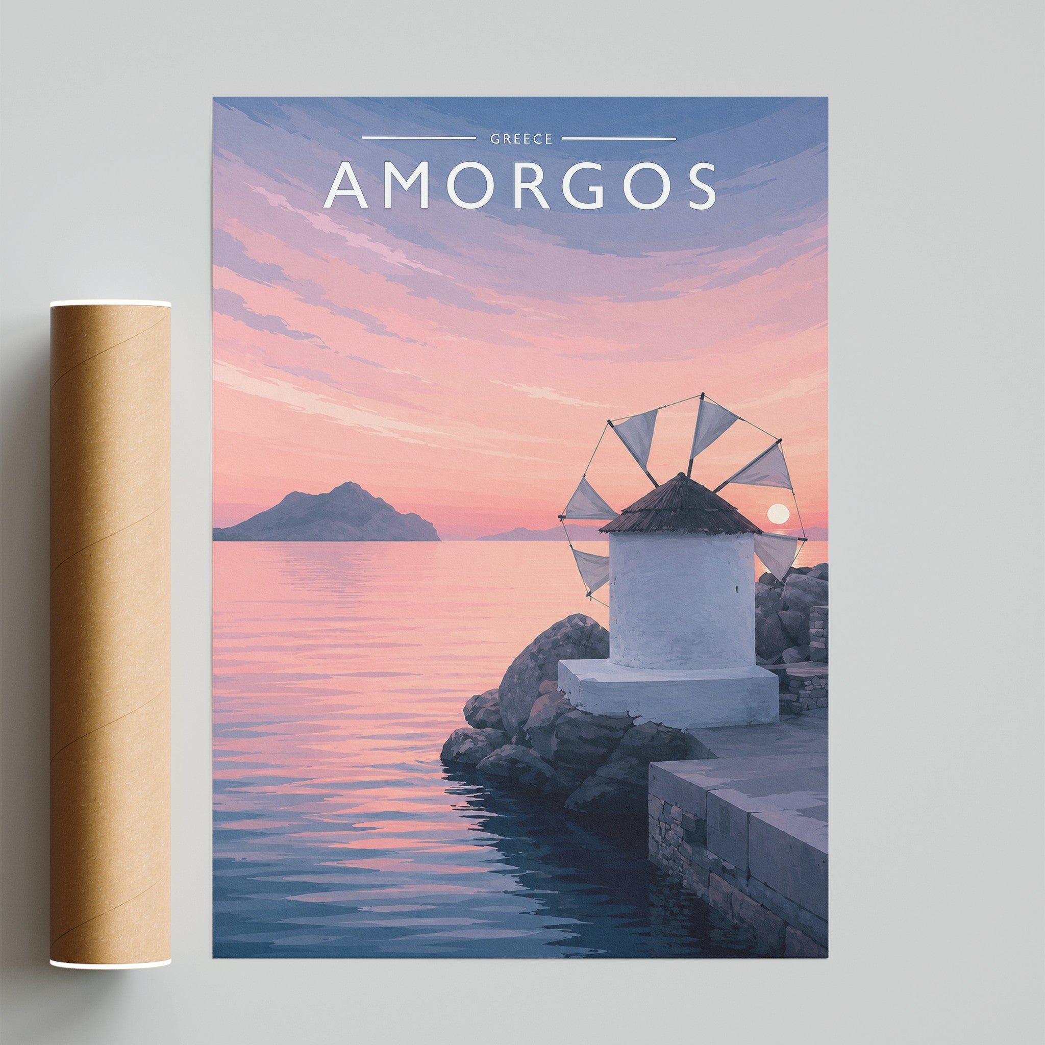 Amorgos Travel Poster - fine art print with shipping tube