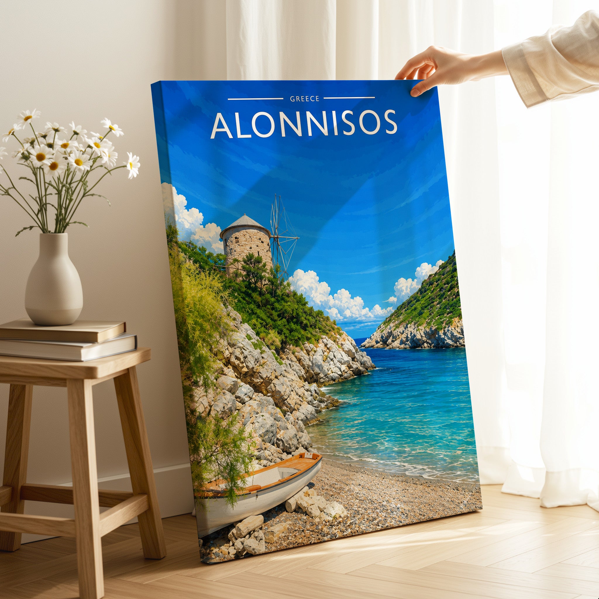 Alonnisos Travel Poster as a gallery-wrapped canvas
