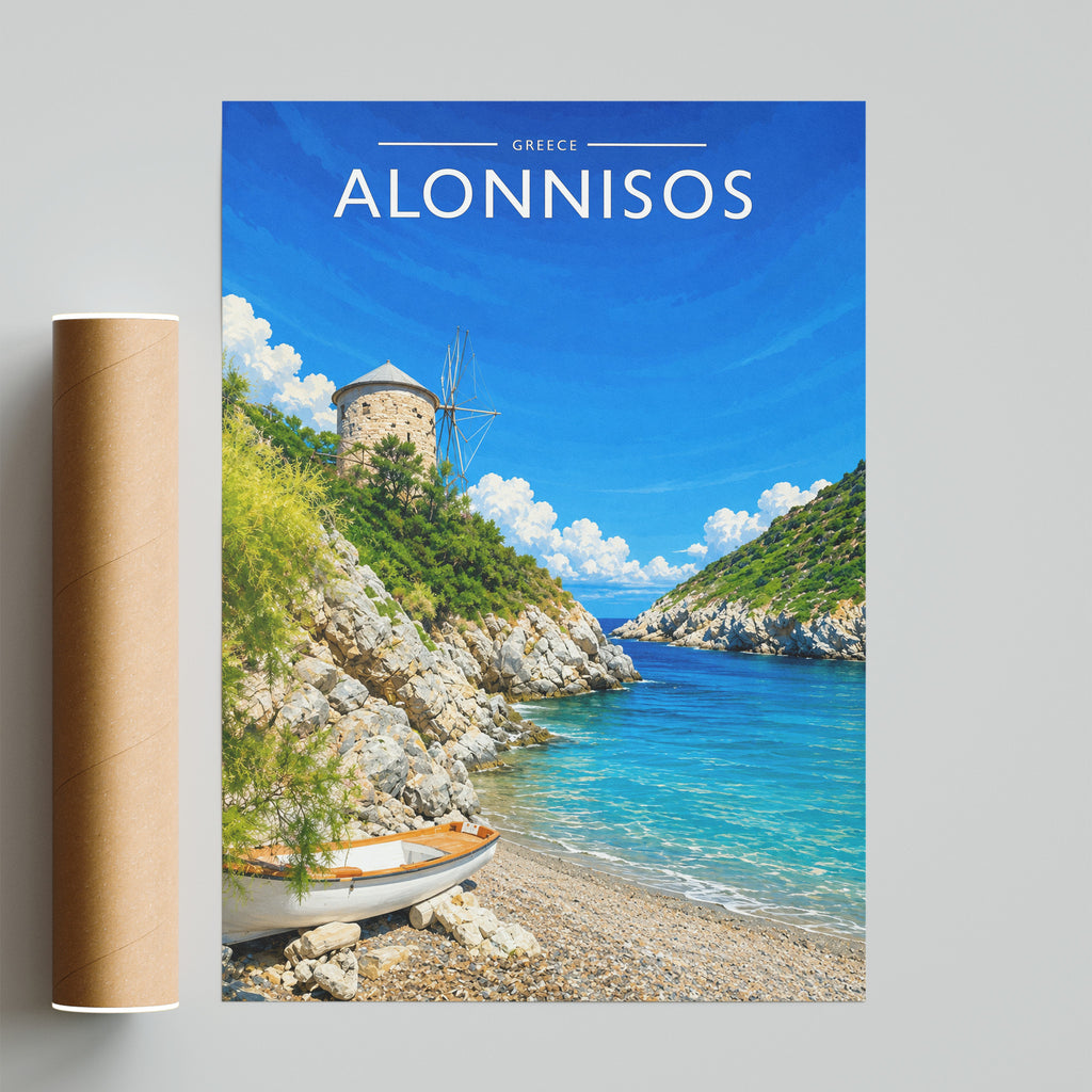 Alonnisos Travel Poster - fine art print with shipping tube