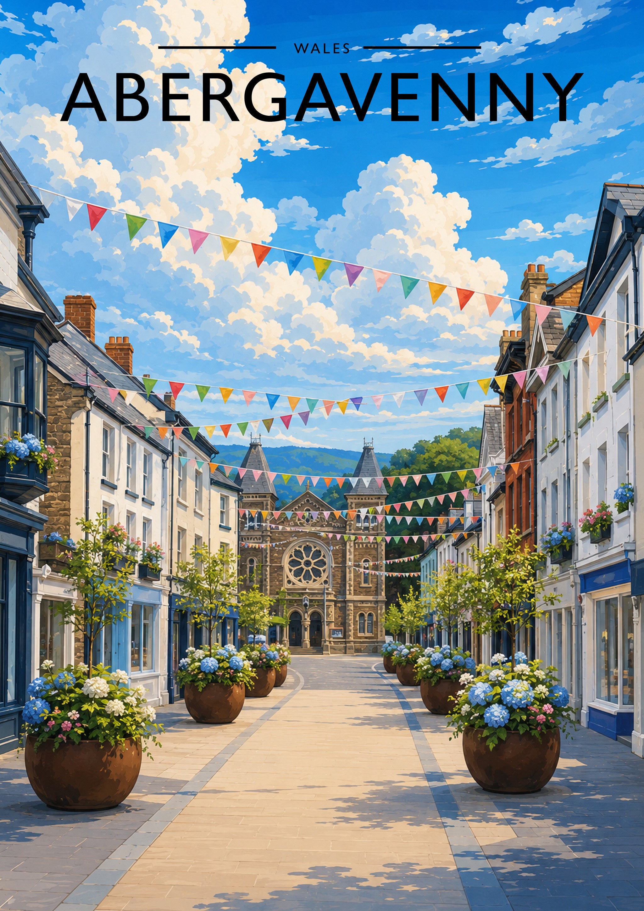 Abergavenny Travel Poster - A4 travel poster print