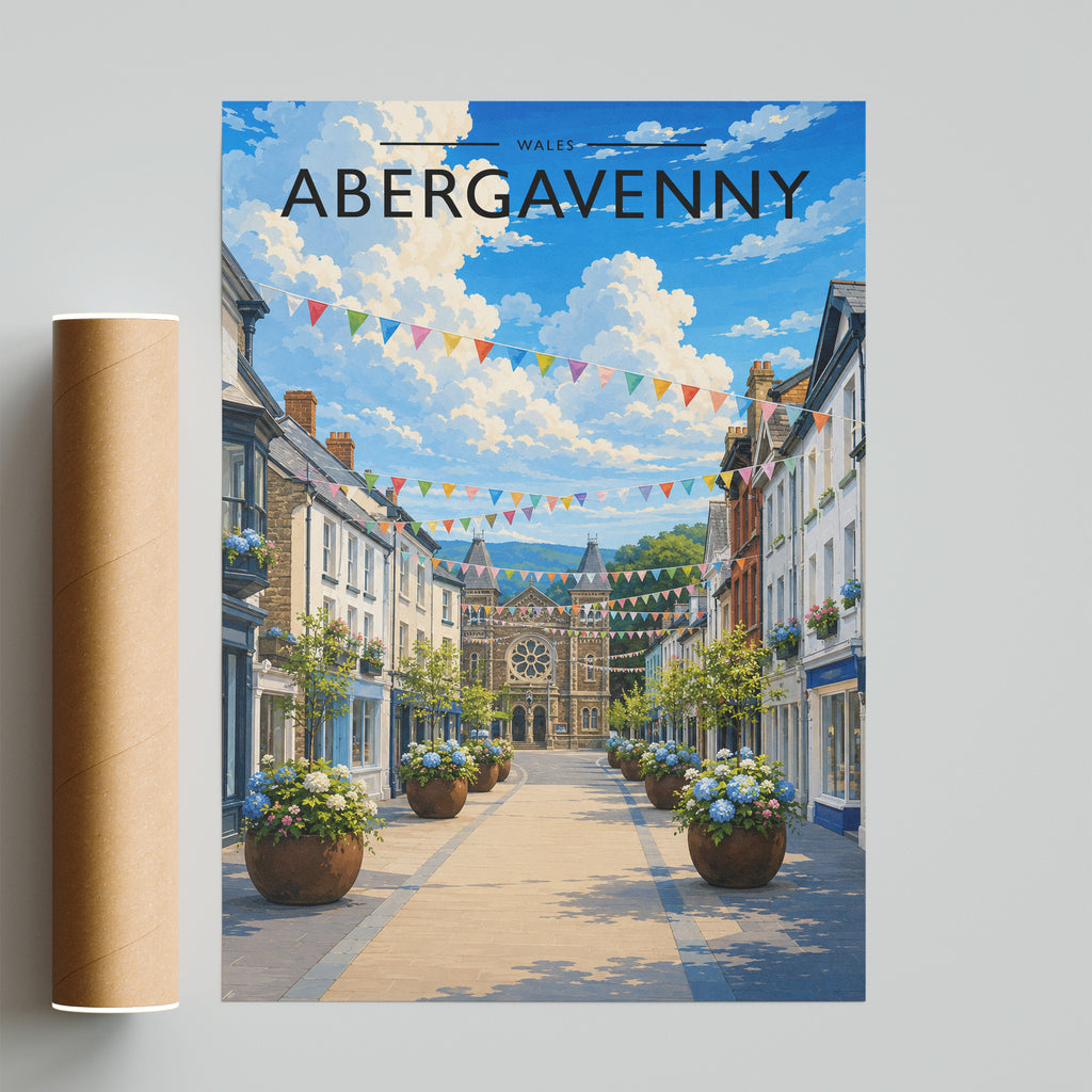 Abergavenny Travel Poster - fine art print with shipping tube