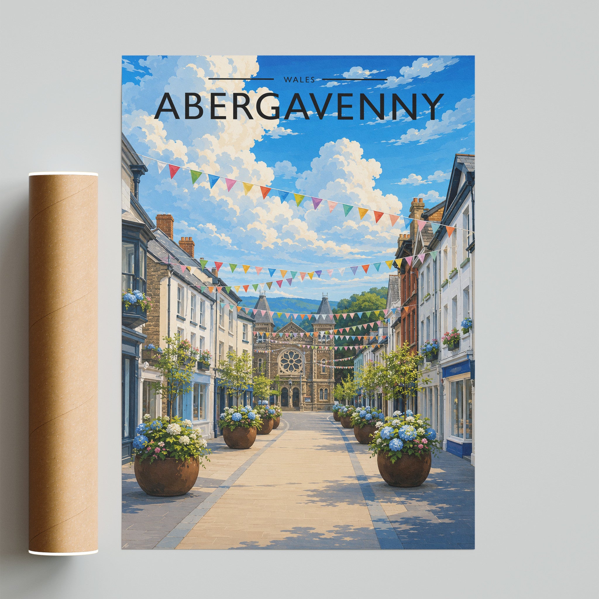 Abergavenny Travel Poster - fine art print with shipping tube