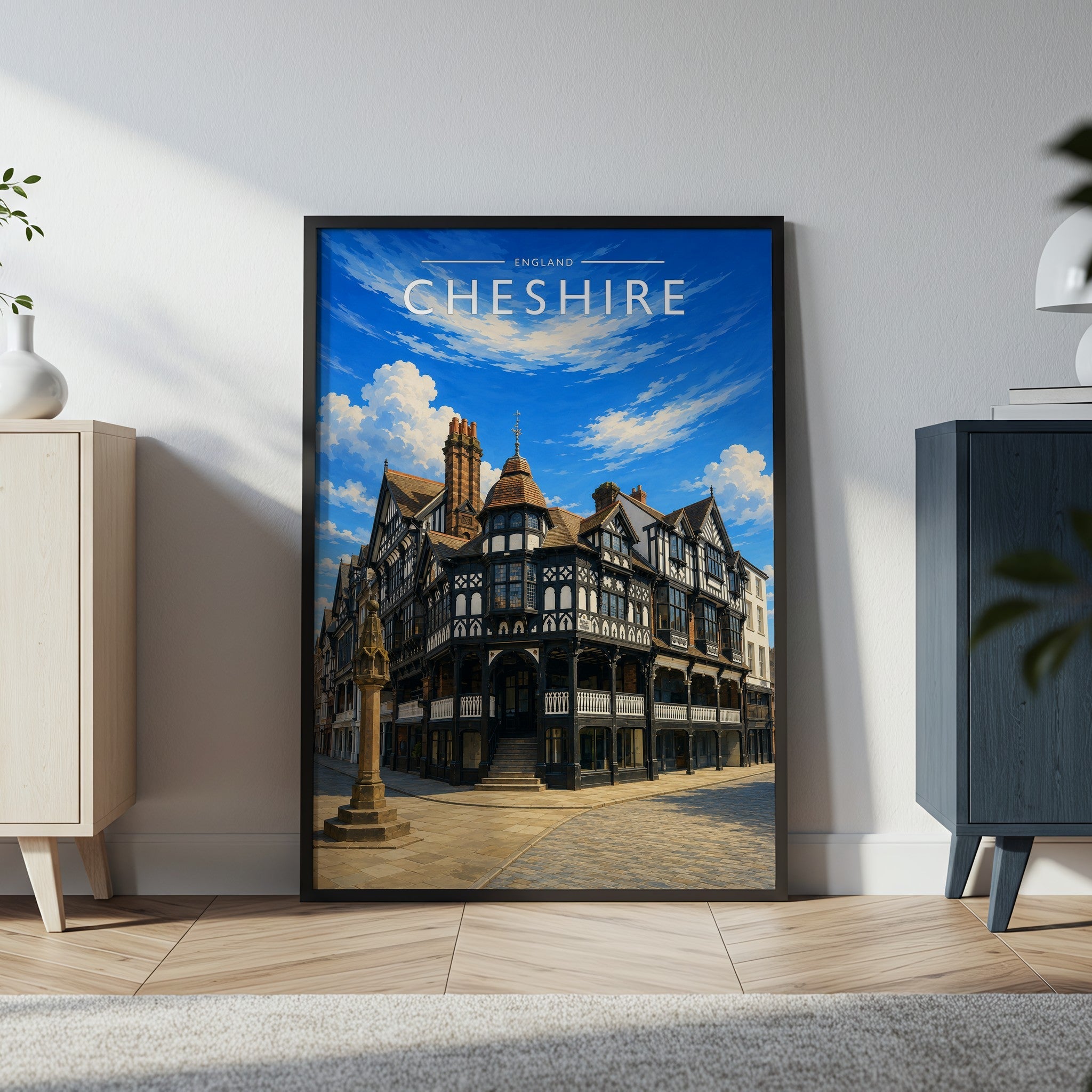 Cheshire #2 Travel Poster in a black frame