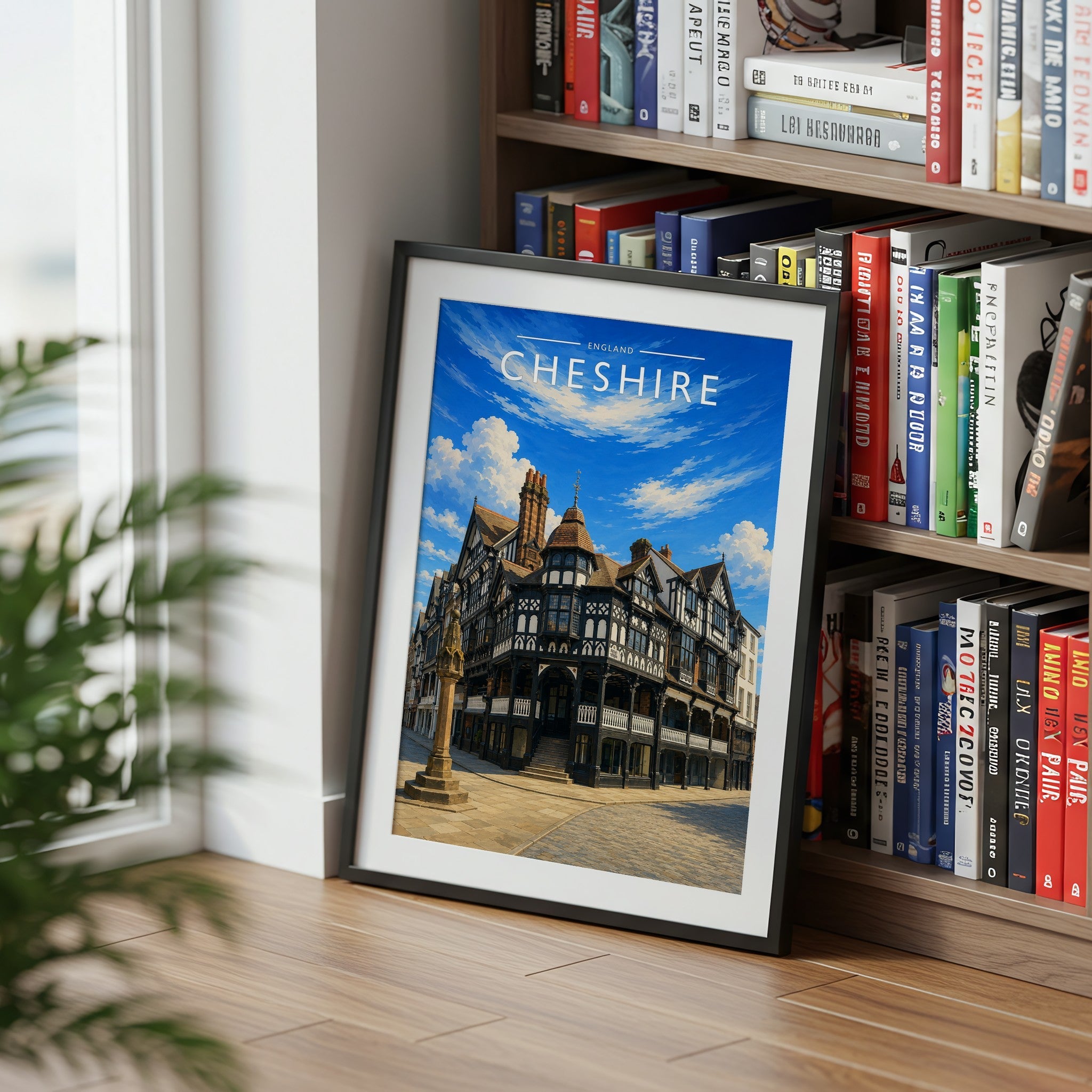 Cheshire #2 Travel Poster mounted in a black frame