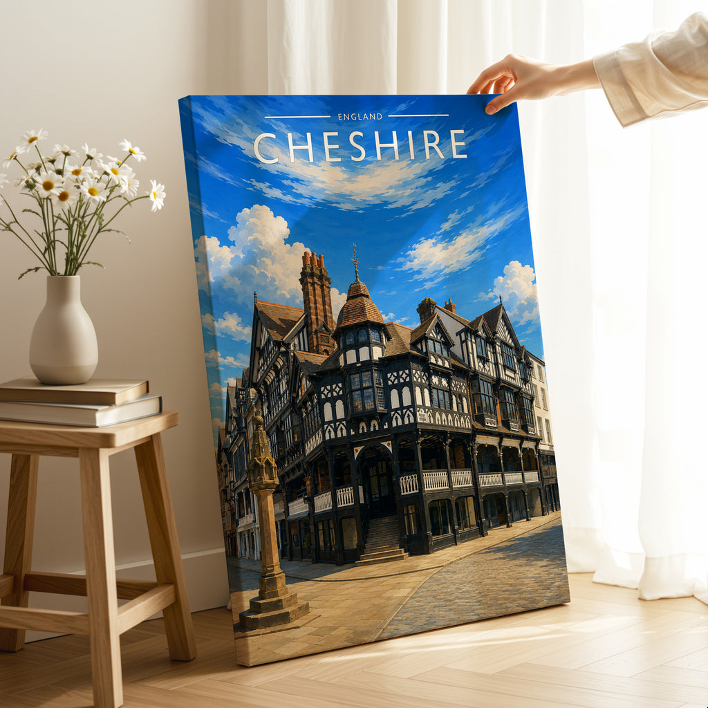 Cheshire #2 Travel Poster as a gallery-wrapped canvas