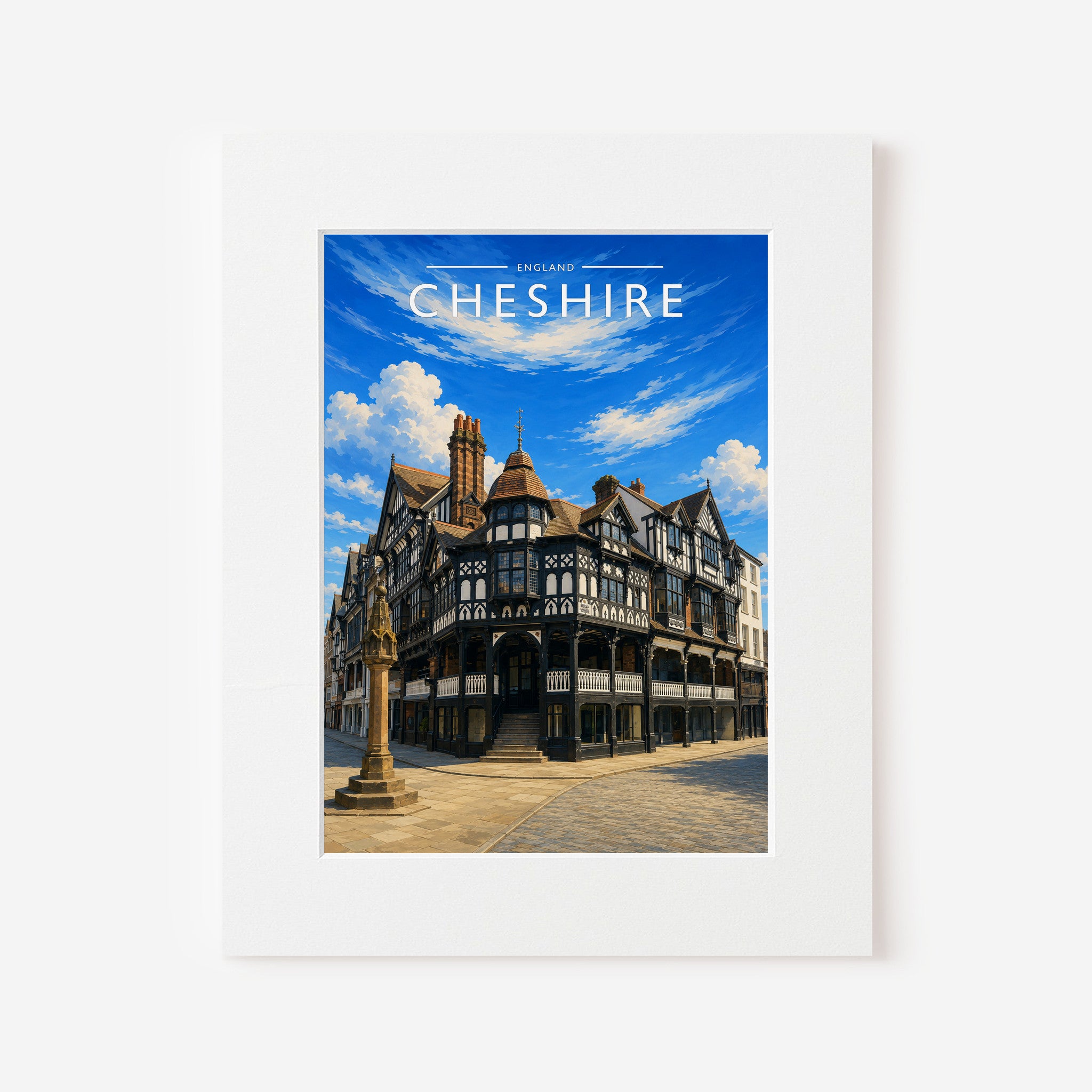 Cheshire #2 Travel Poster in a white mount