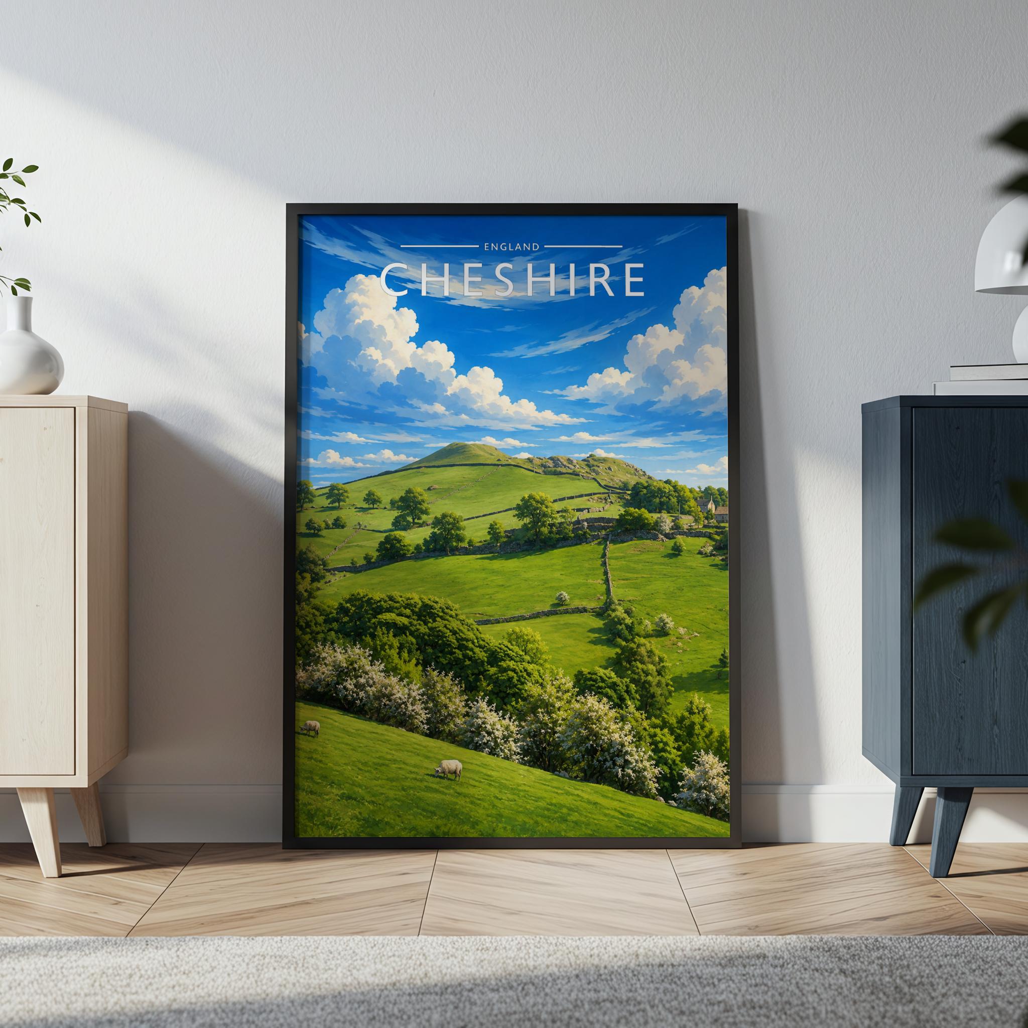 Cheshire #3 Travel Poster in a black frame