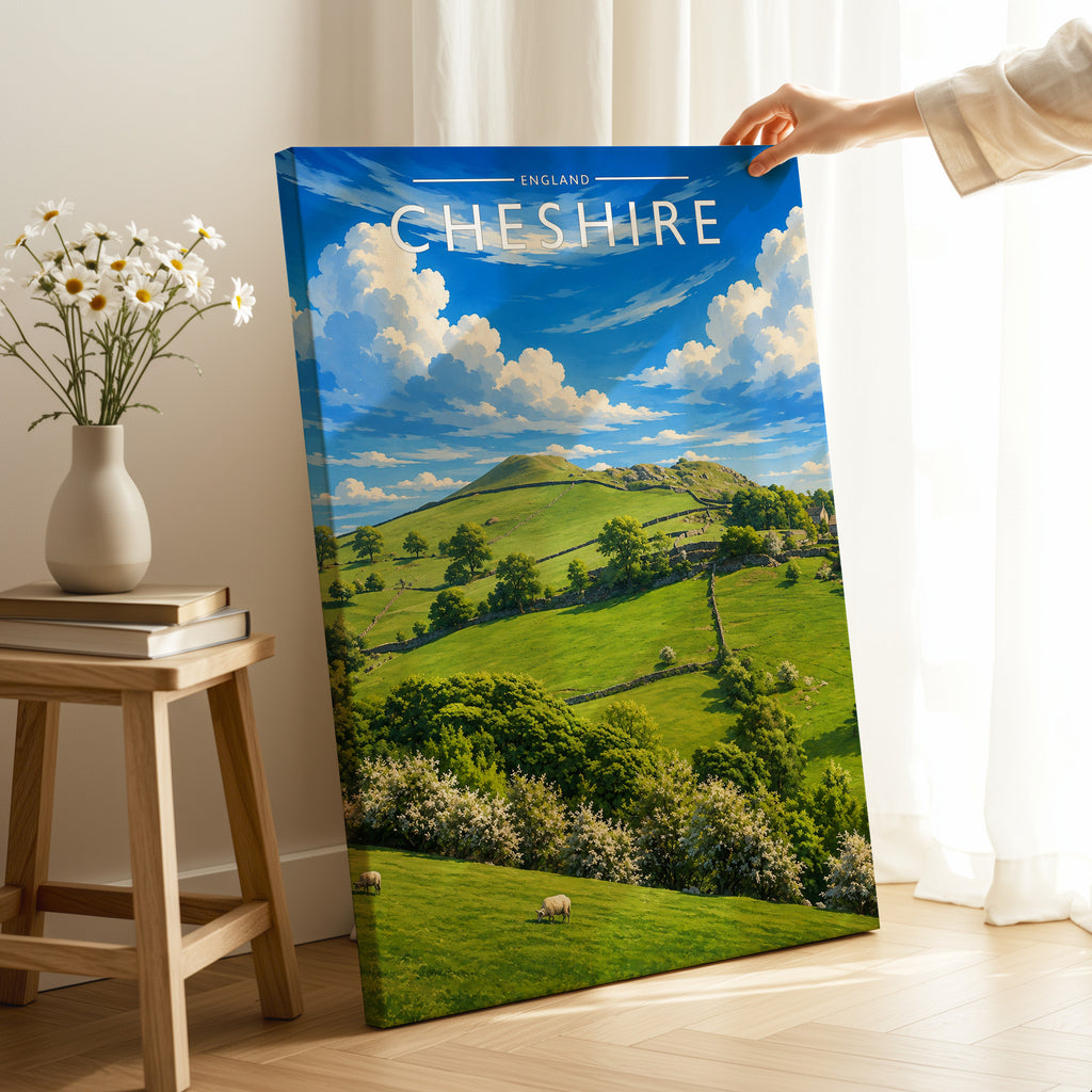 Cheshire #3 Travel Poster as a gallery-wrapped canvas