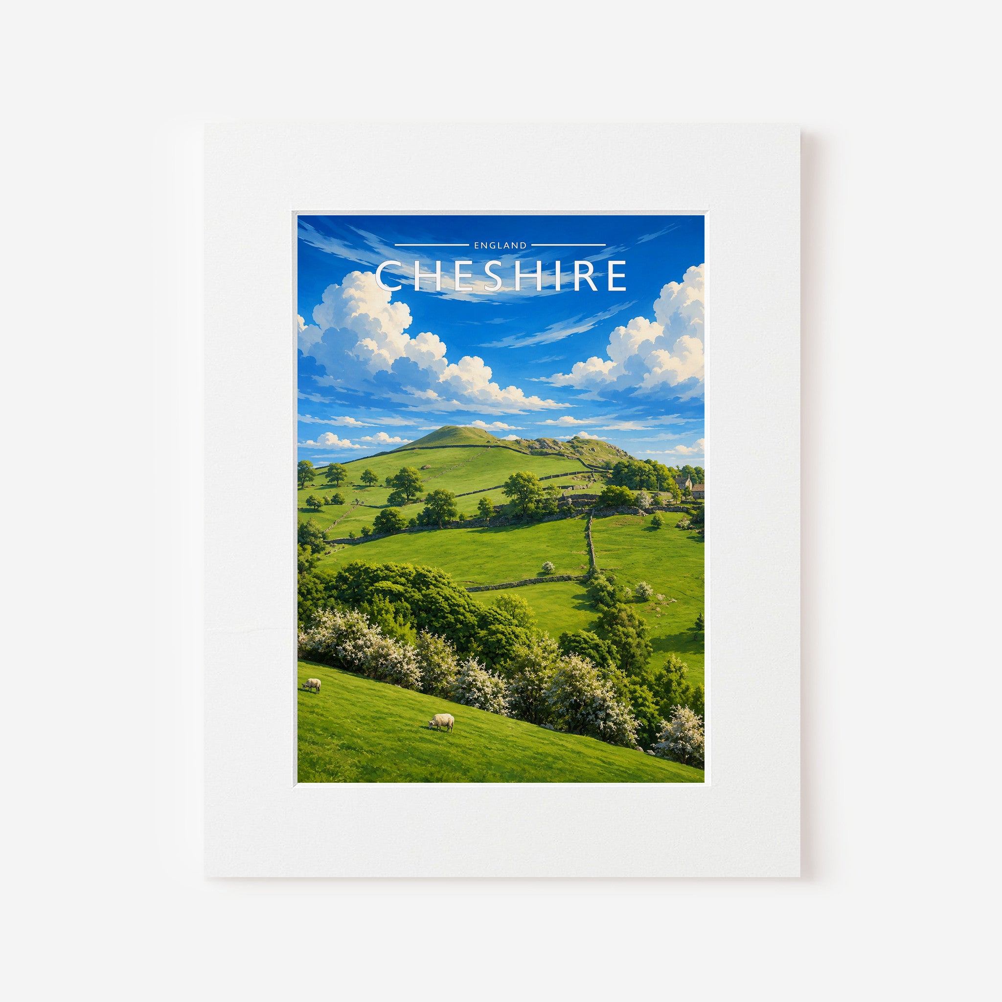 Cheshire #3 Travel Poster in a white mount
