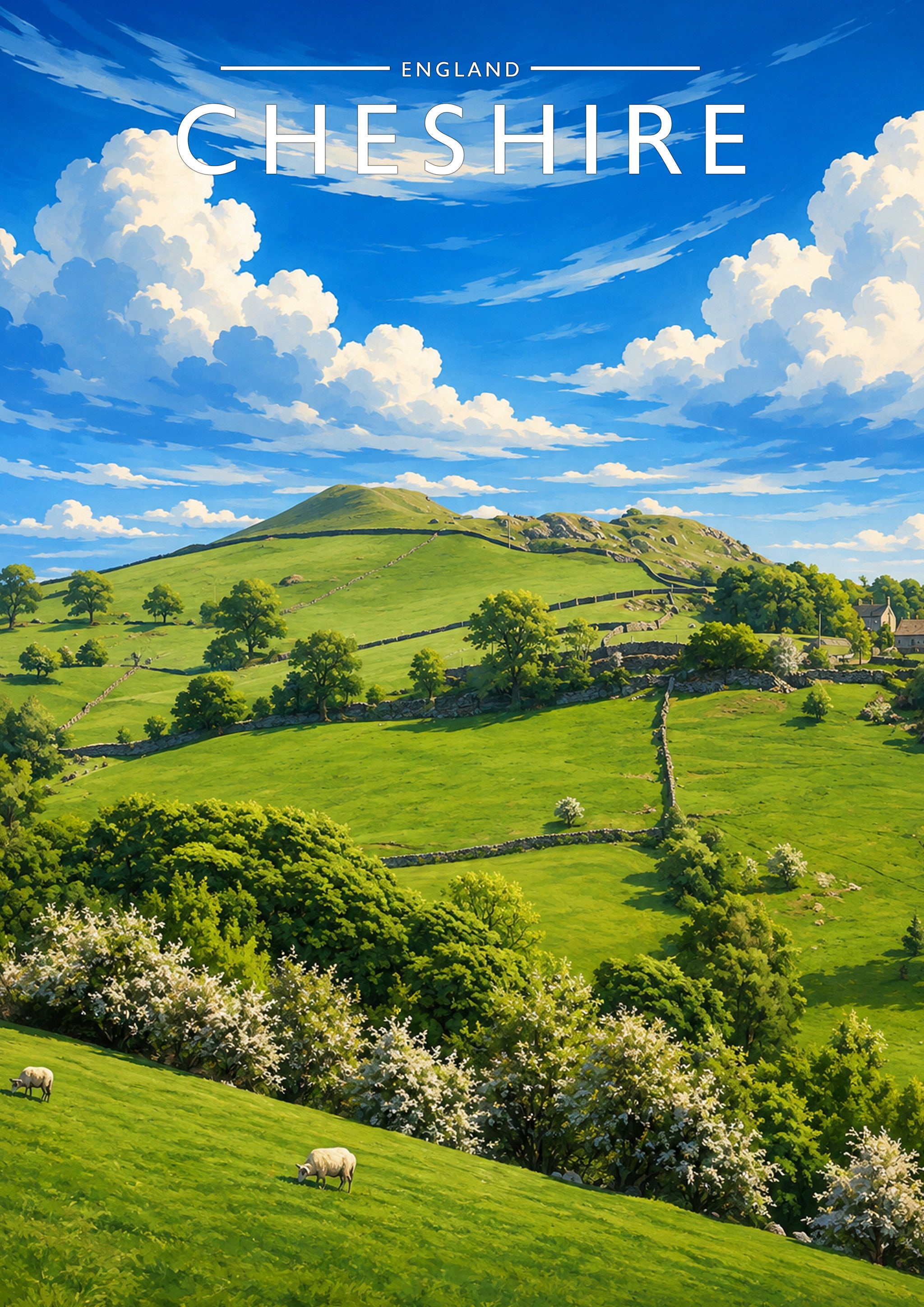 Cheshire #3 Travel Poster - A4 travel poster print