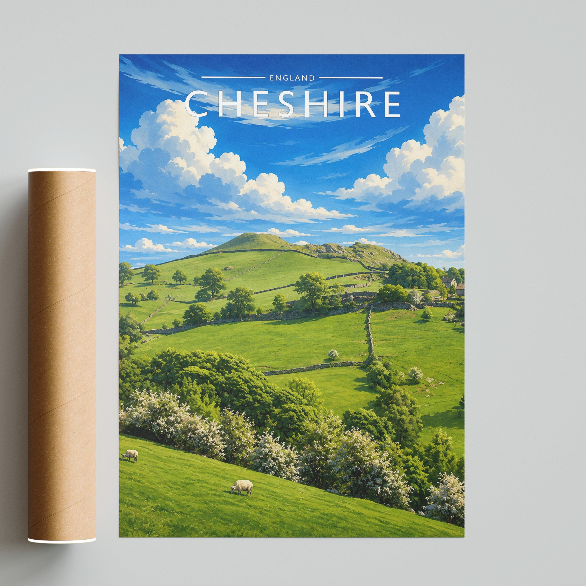 Cheshire #3 Travel Poster - fine art print with shipping tube
