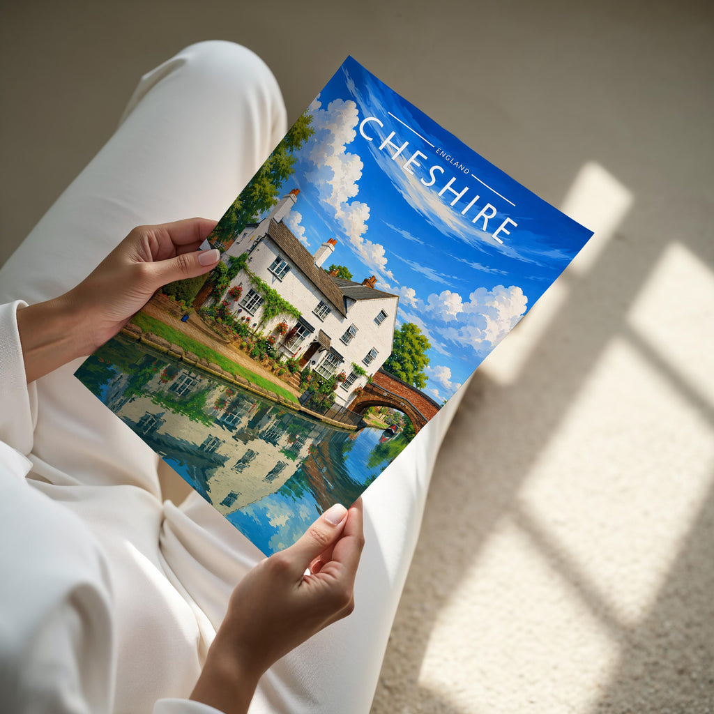 Cheshire #4 Travel Poster - A4 print held in hand