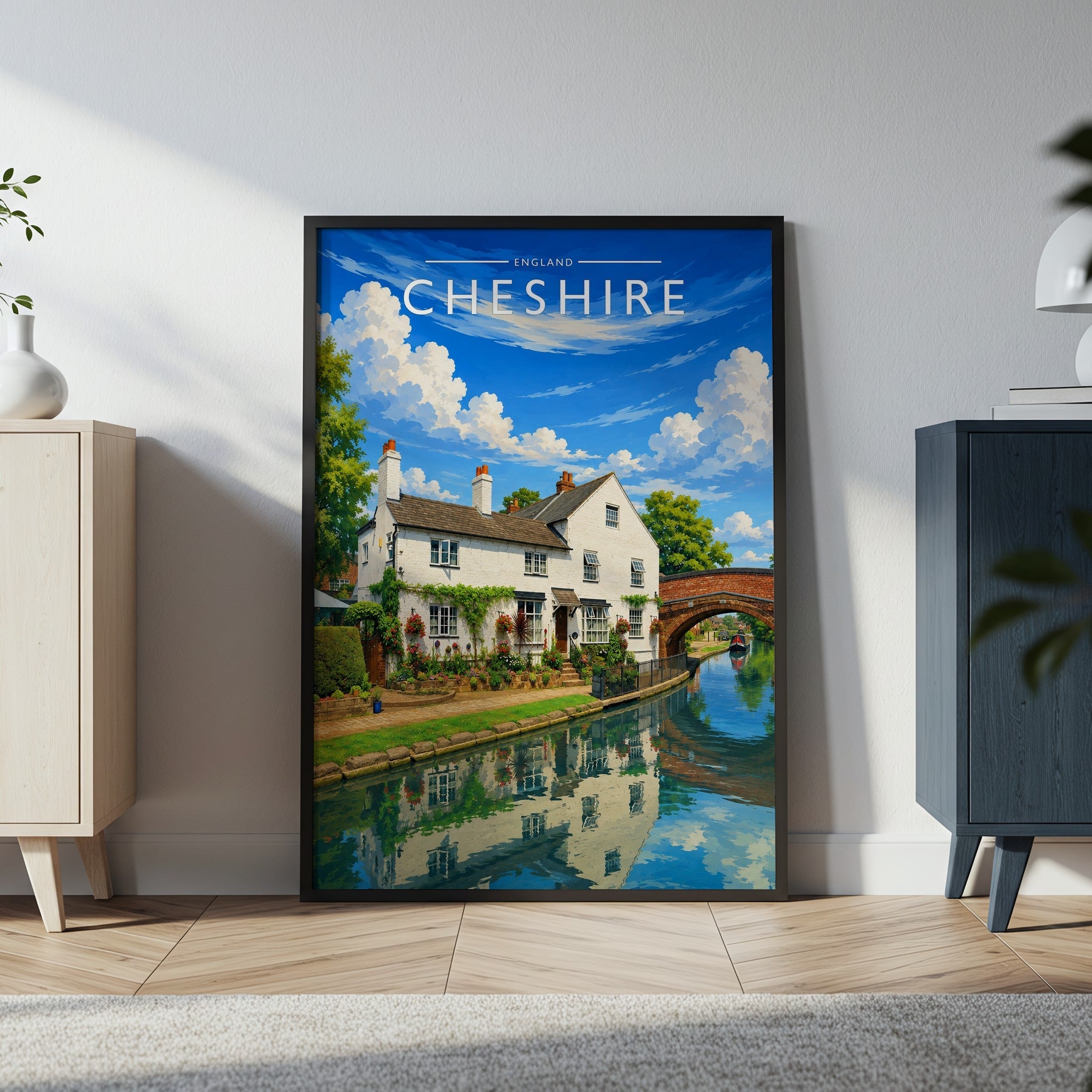 Cheshire #4 Travel Poster in a black frame