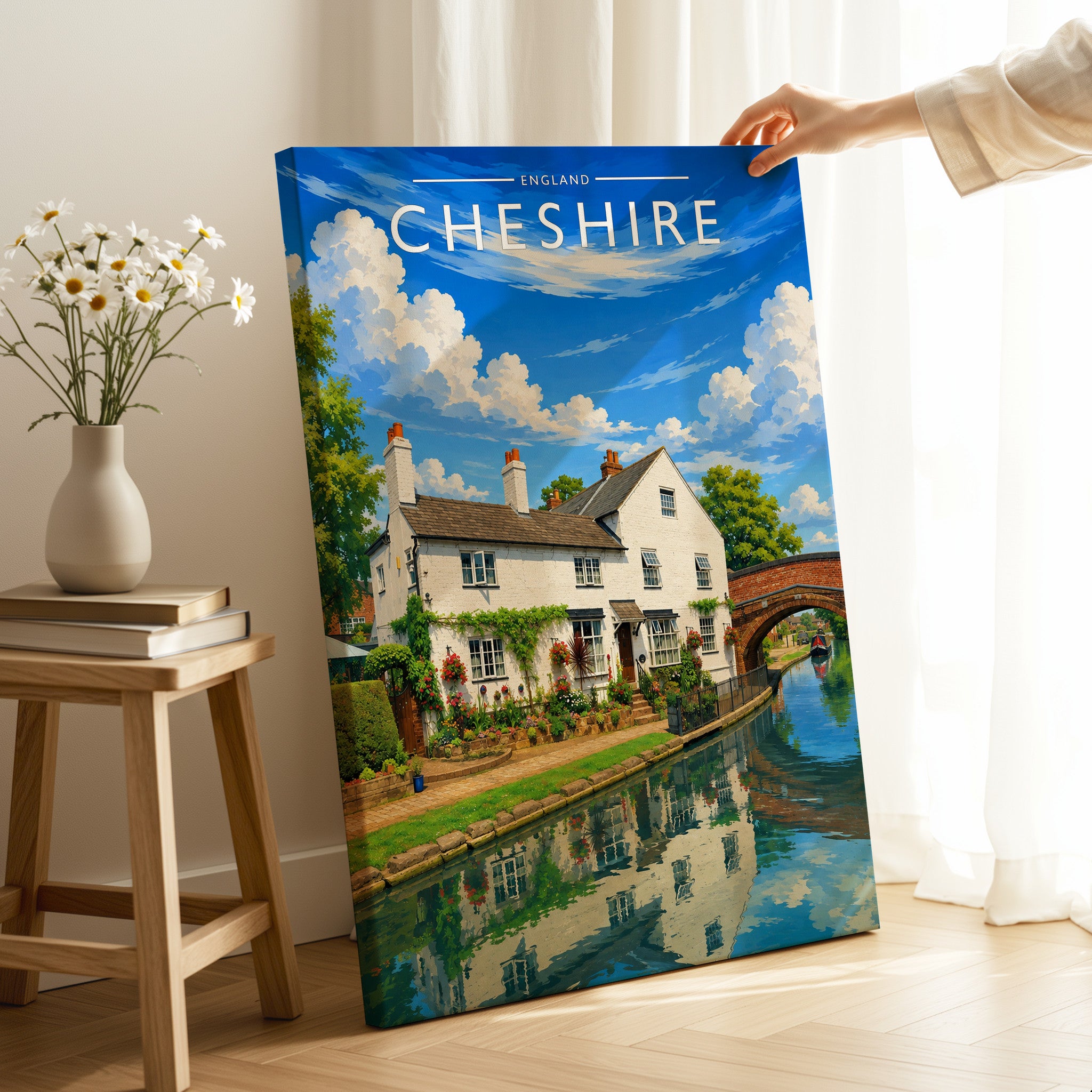 Cheshire #4 Travel Poster as a gallery-wrapped canvas