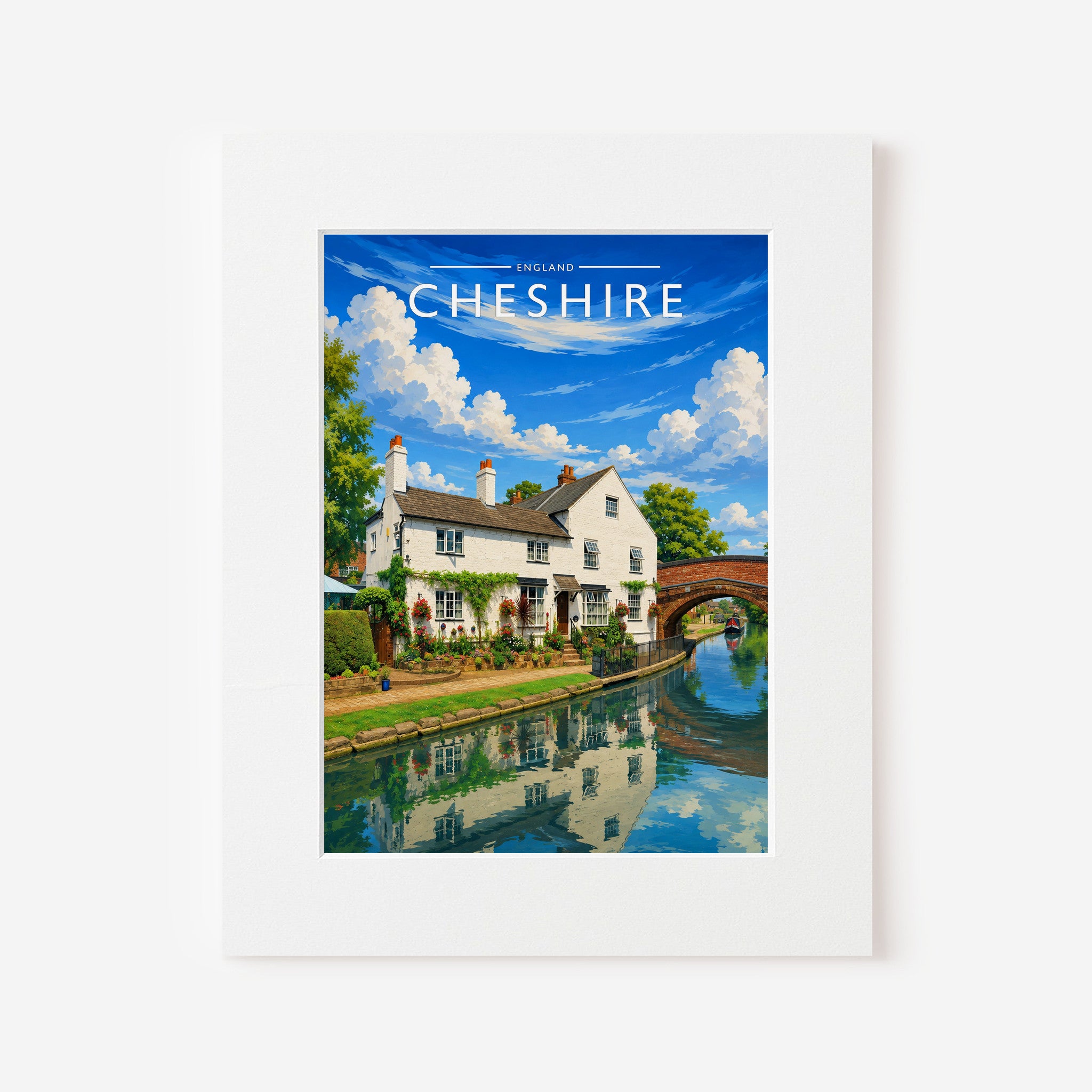 Cheshire #4 Travel Poster in a white mount