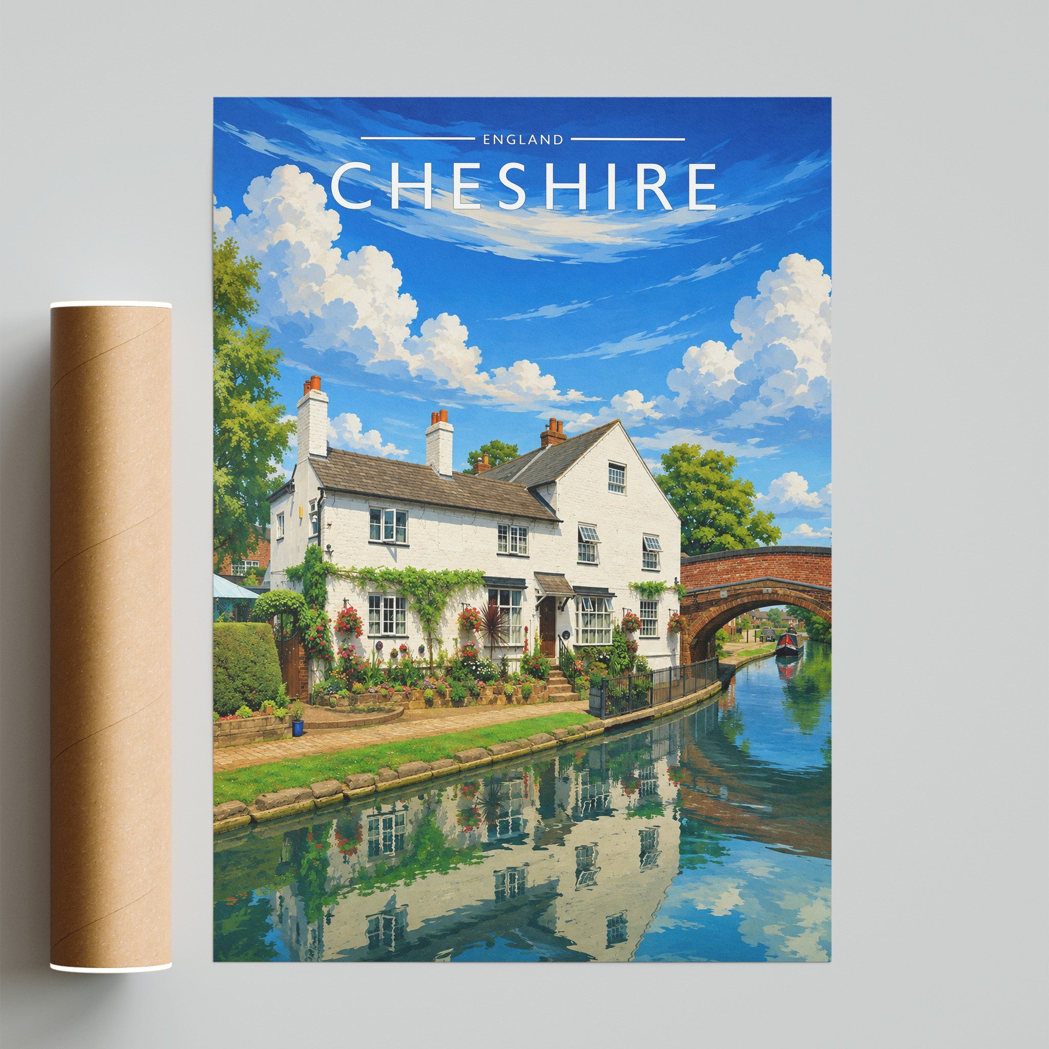 Cheshire #4 Travel Poster - fine art print with shipping tube