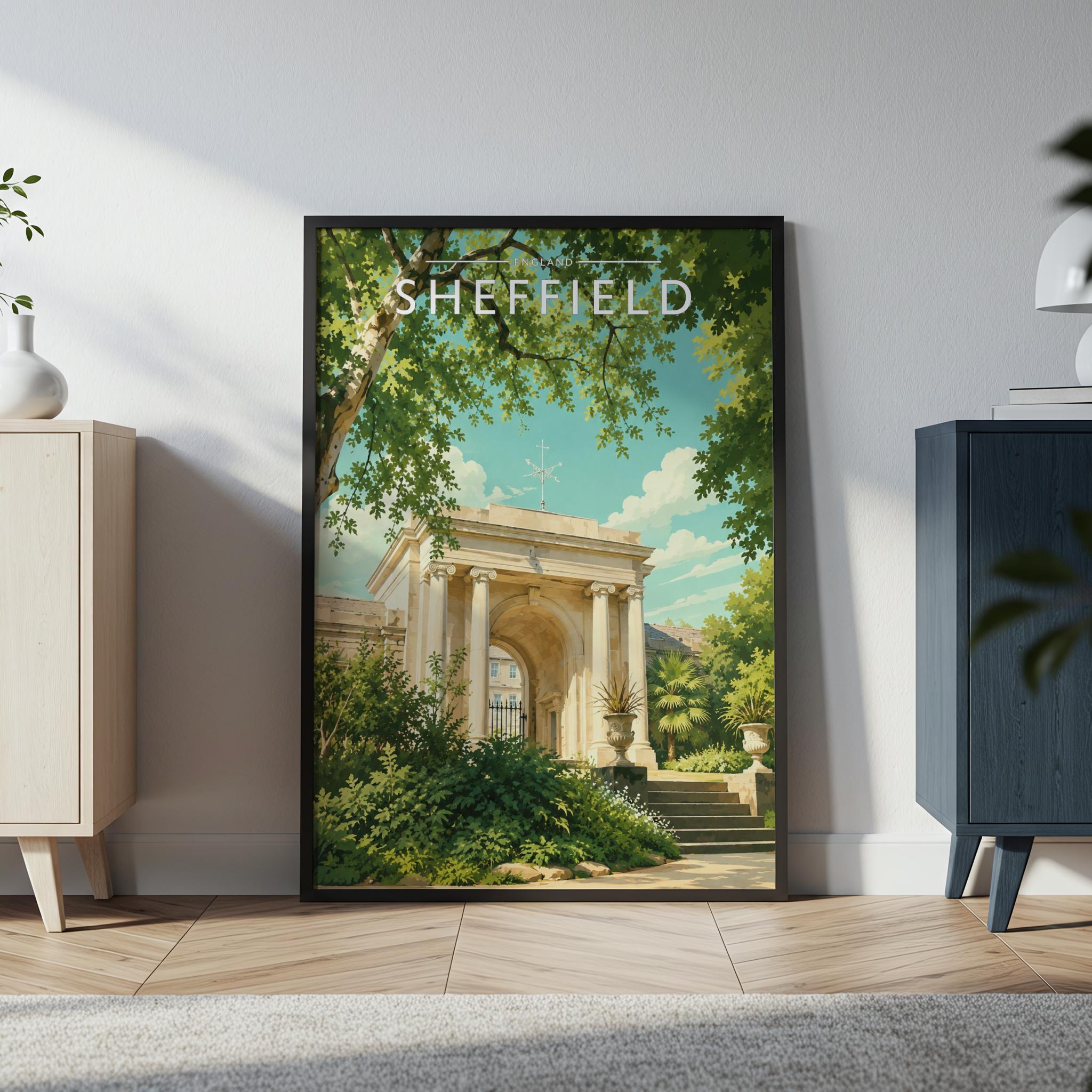 Sheffield #3 Travel Poster in a black frame