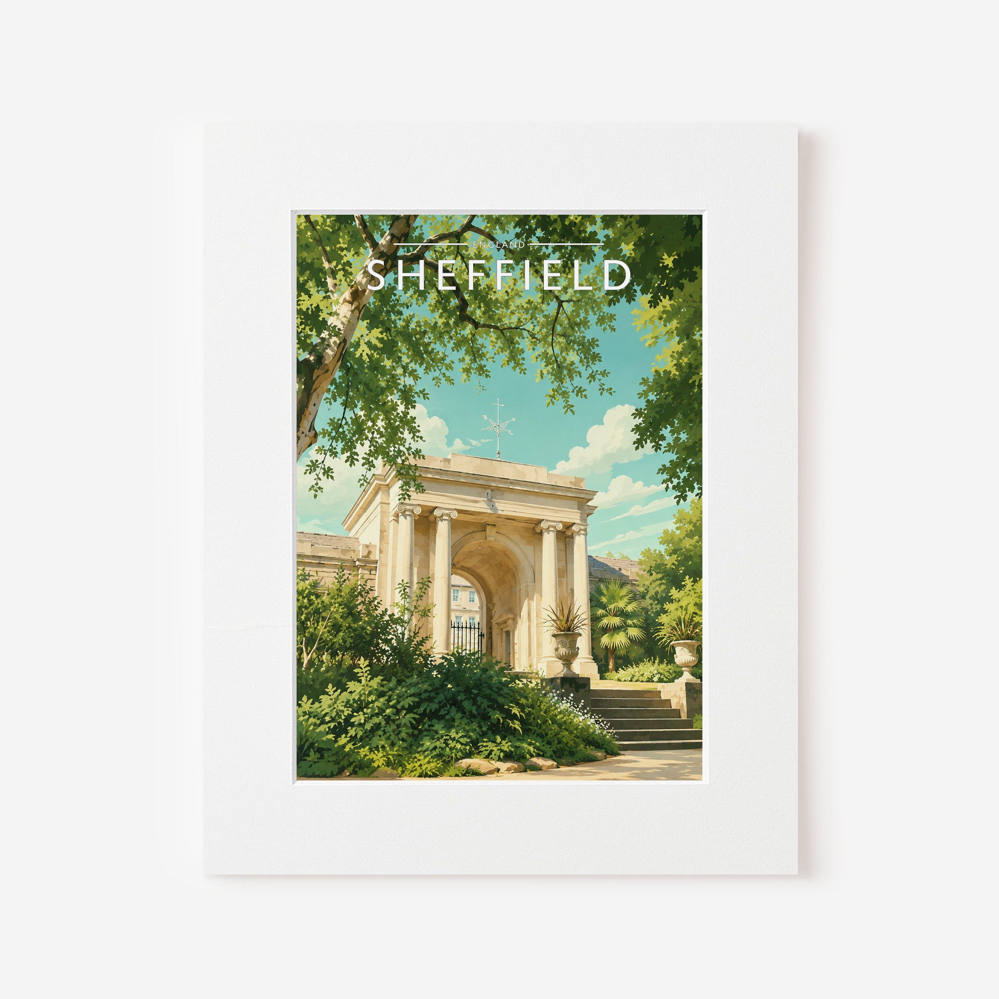 Sheffield #3 Travel Poster in a white mount