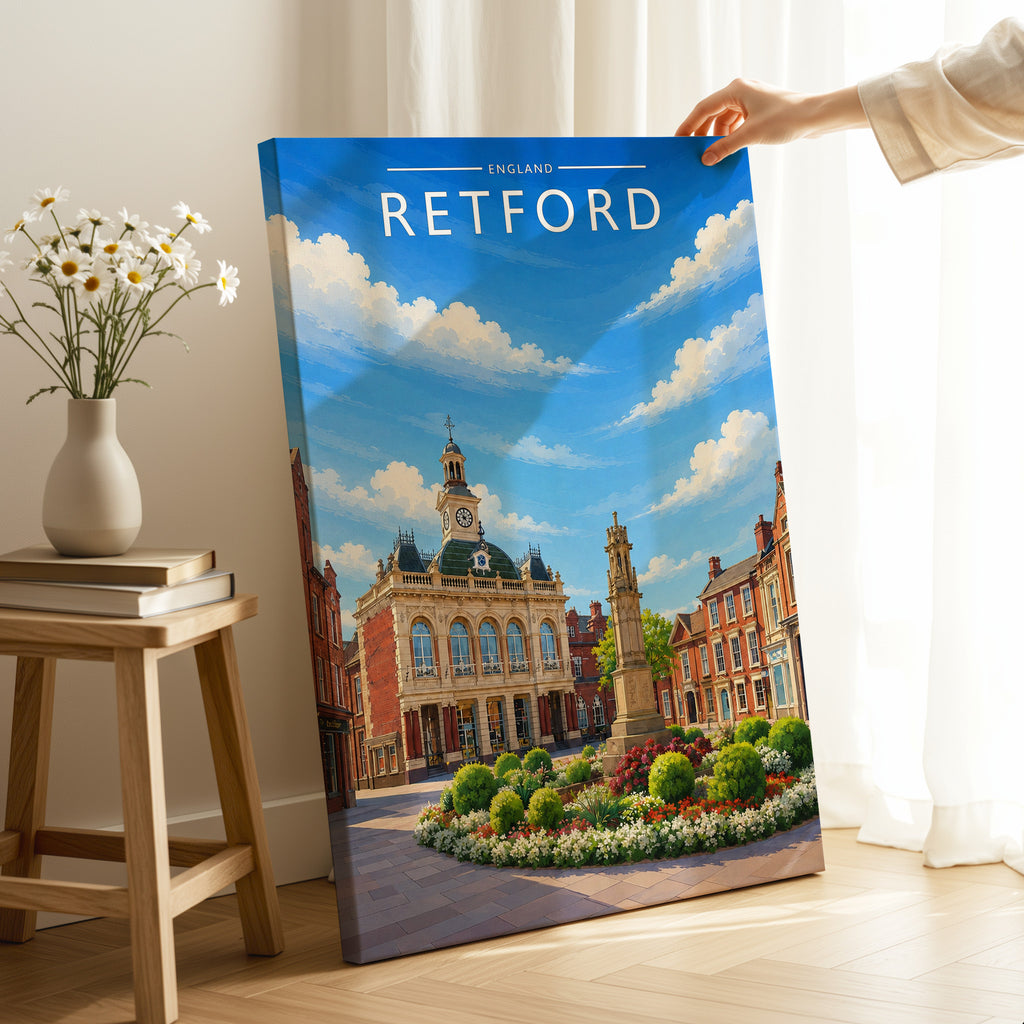 Retford Travel Poster as a gallery-wrapped canvas