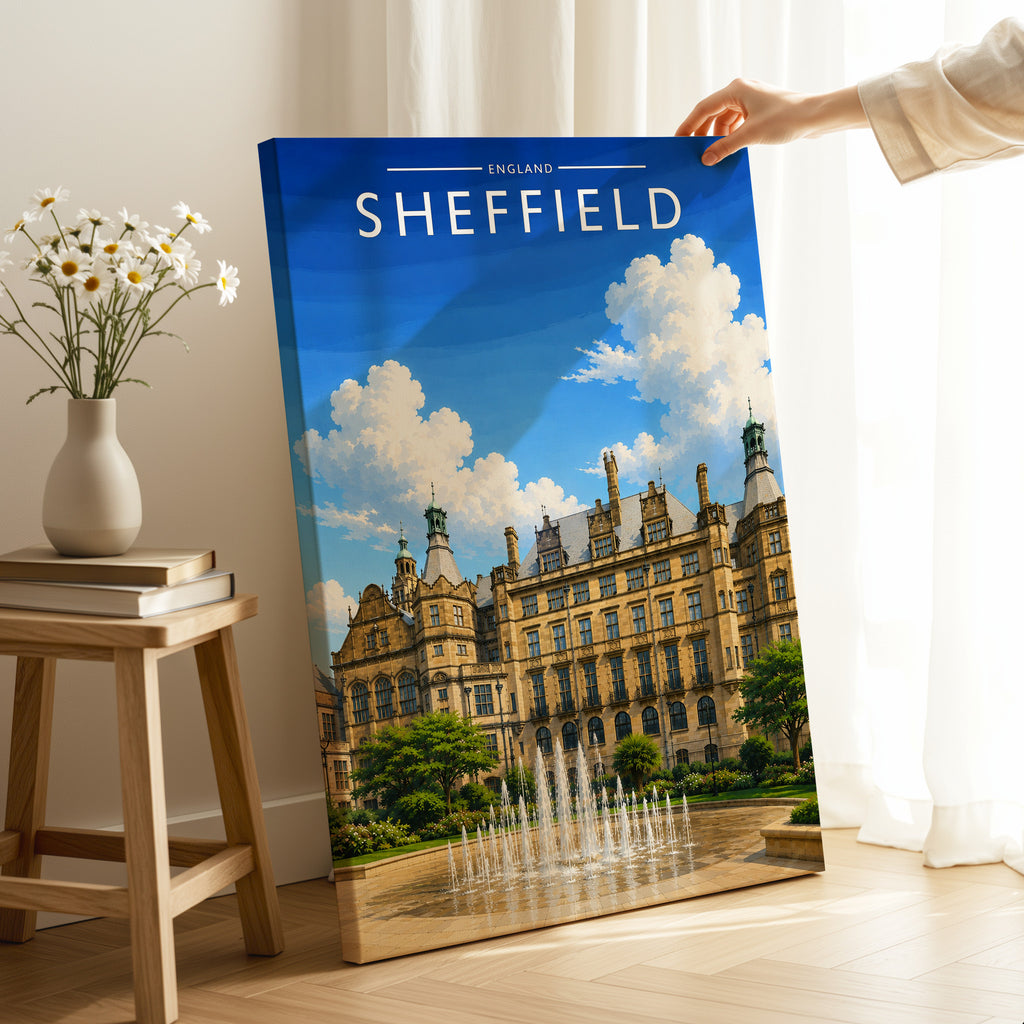 Sheffield #4 Travel Poster as a gallery-wrapped canvas