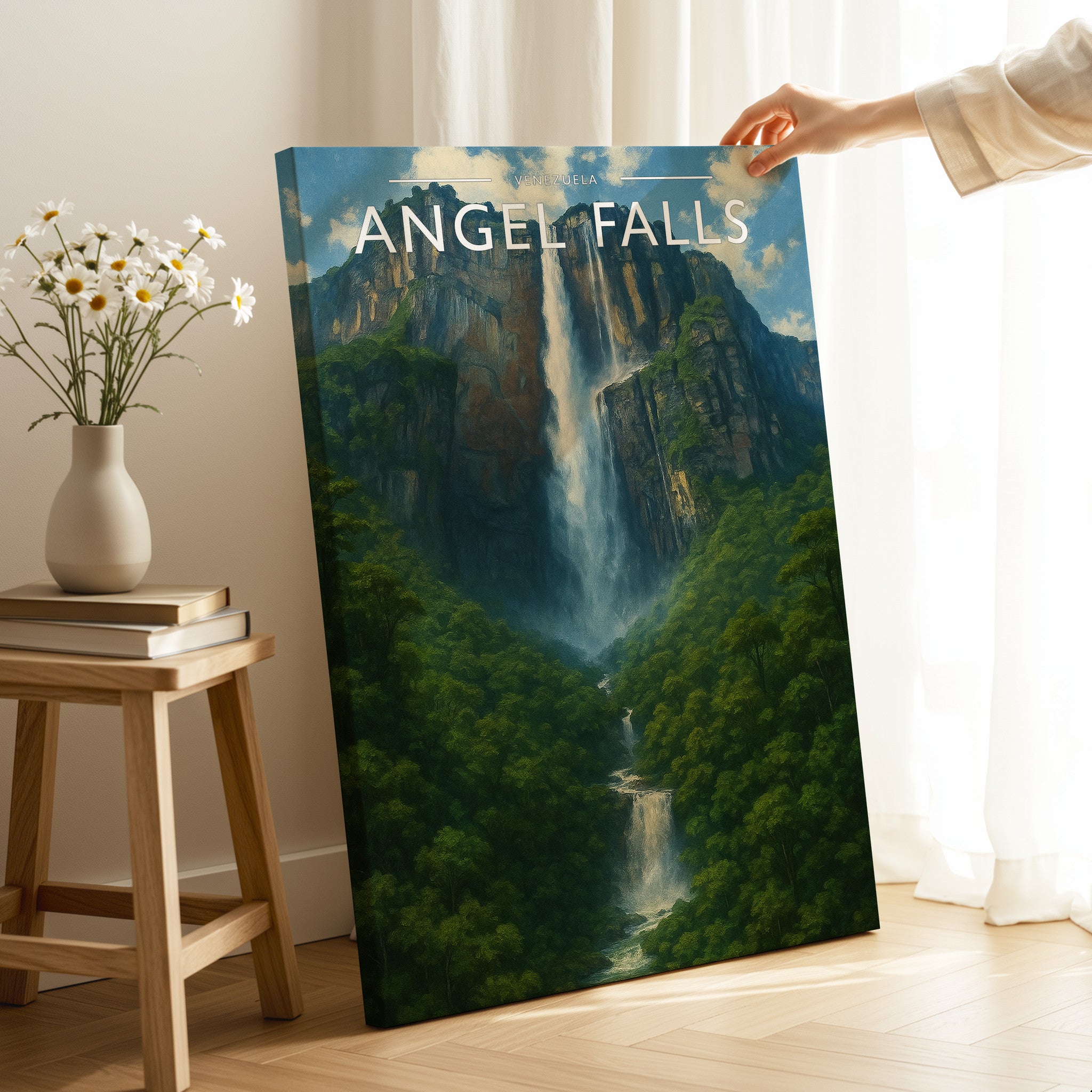 Angel Falls Travel Poster as a gallery-wrapped canvas