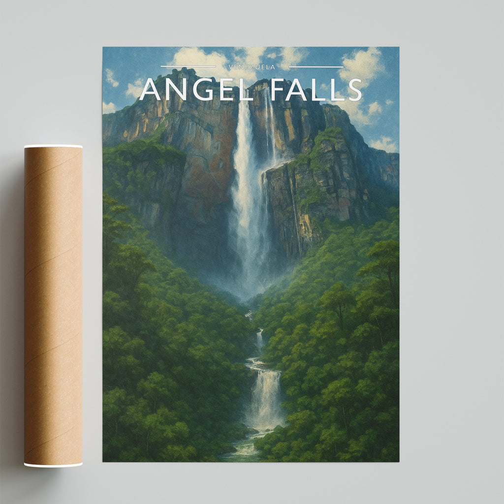Angel Falls Travel Poster - fine art print with shipping tube