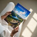 Ladybower Travel Poster - A4 print held in hand