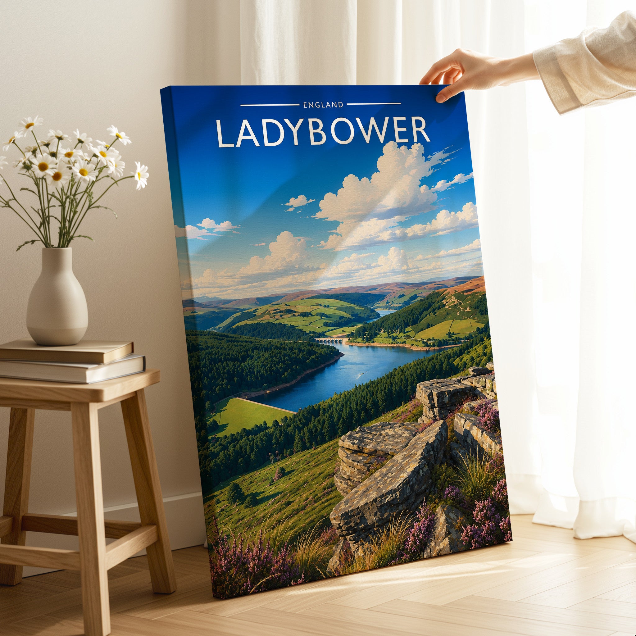Ladybower Travel Poster as a gallery-wrapped canvas