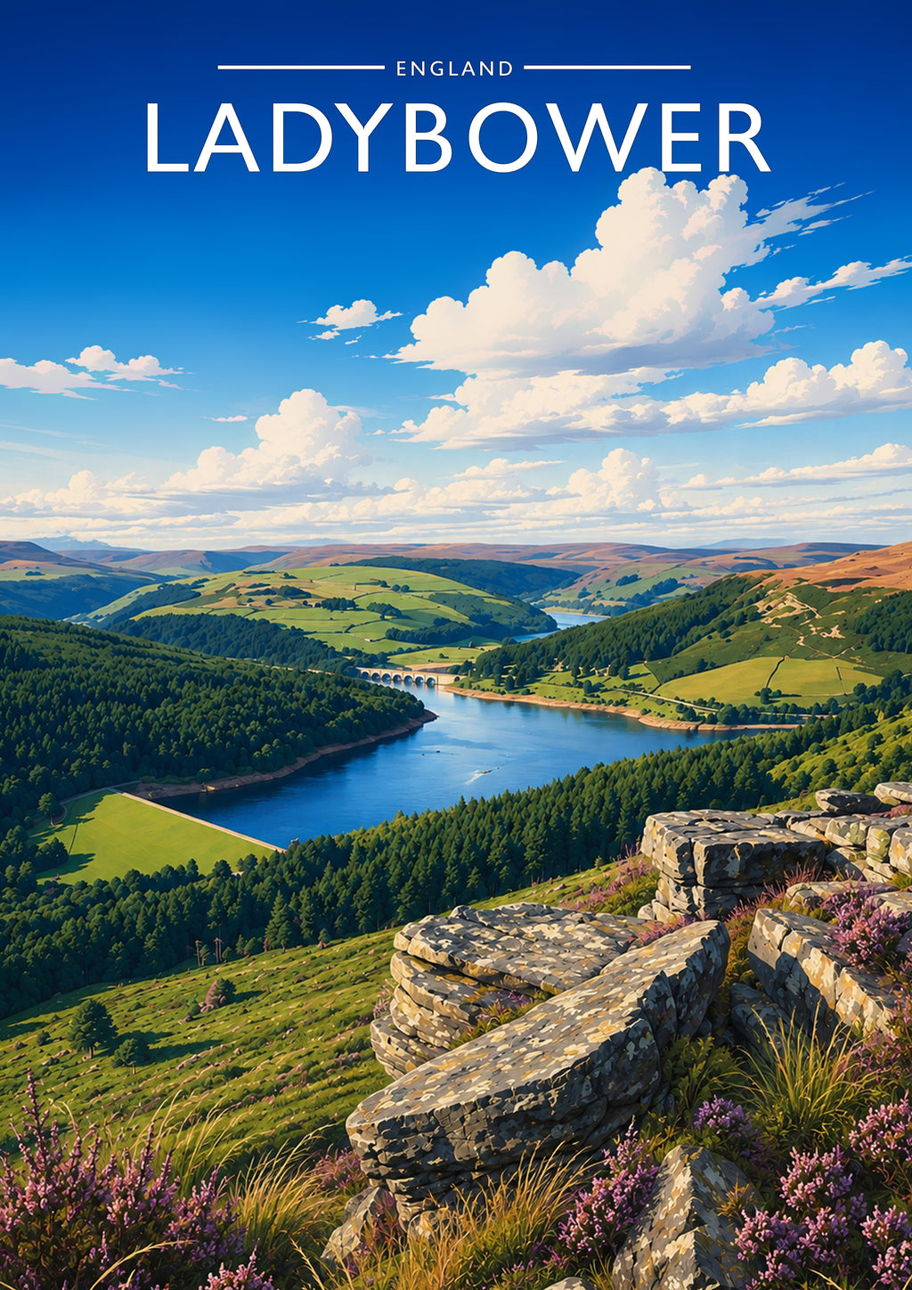 Ladybower Travel Poster - A4 travel poster print