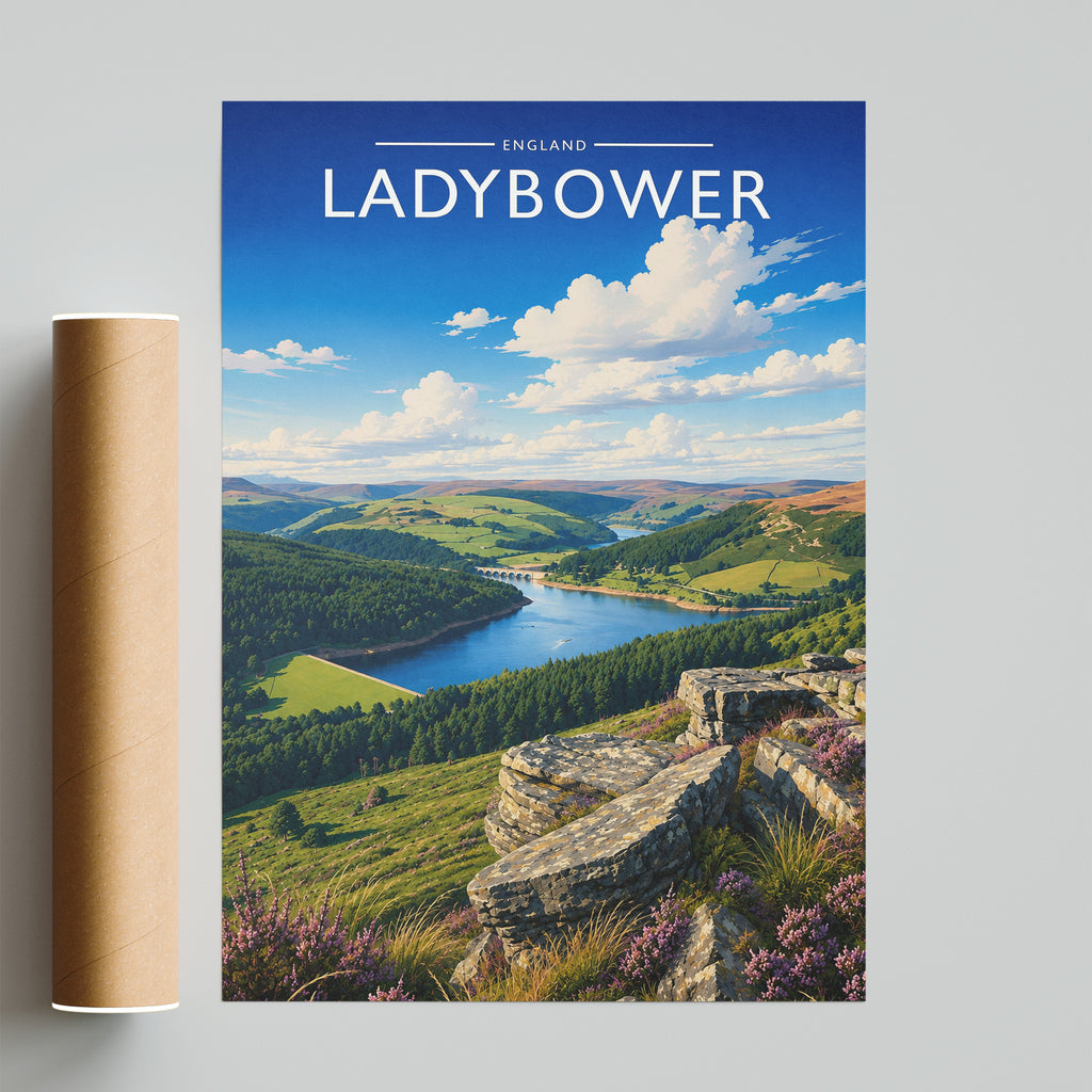 Ladybower Travel Poster - fine art print with shipping tube